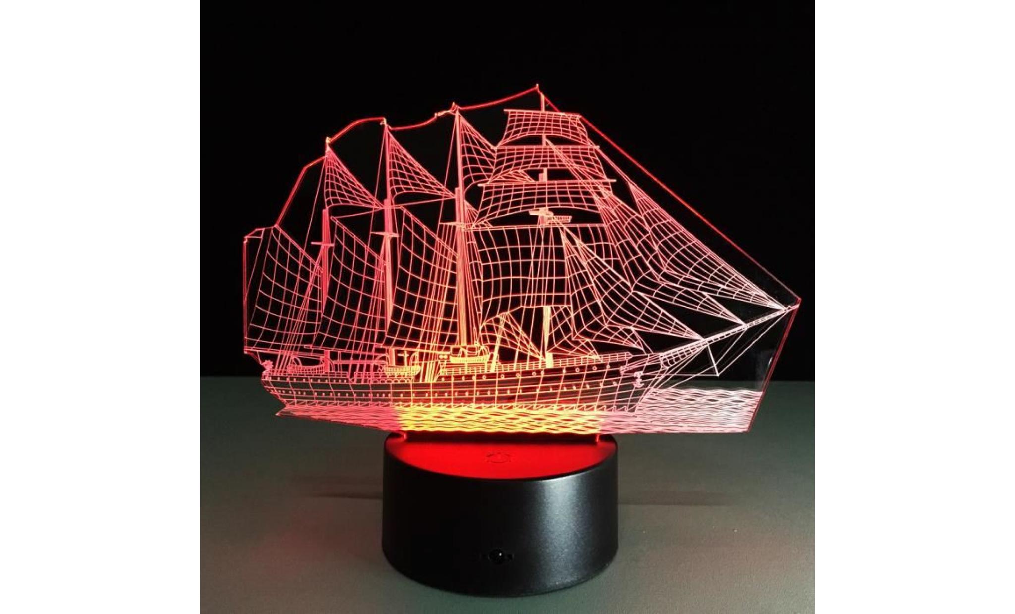 sailboat 3d illusion led night light 7 color touchswitch table desk lamp gift pageare1712 pageare1712 pas cher