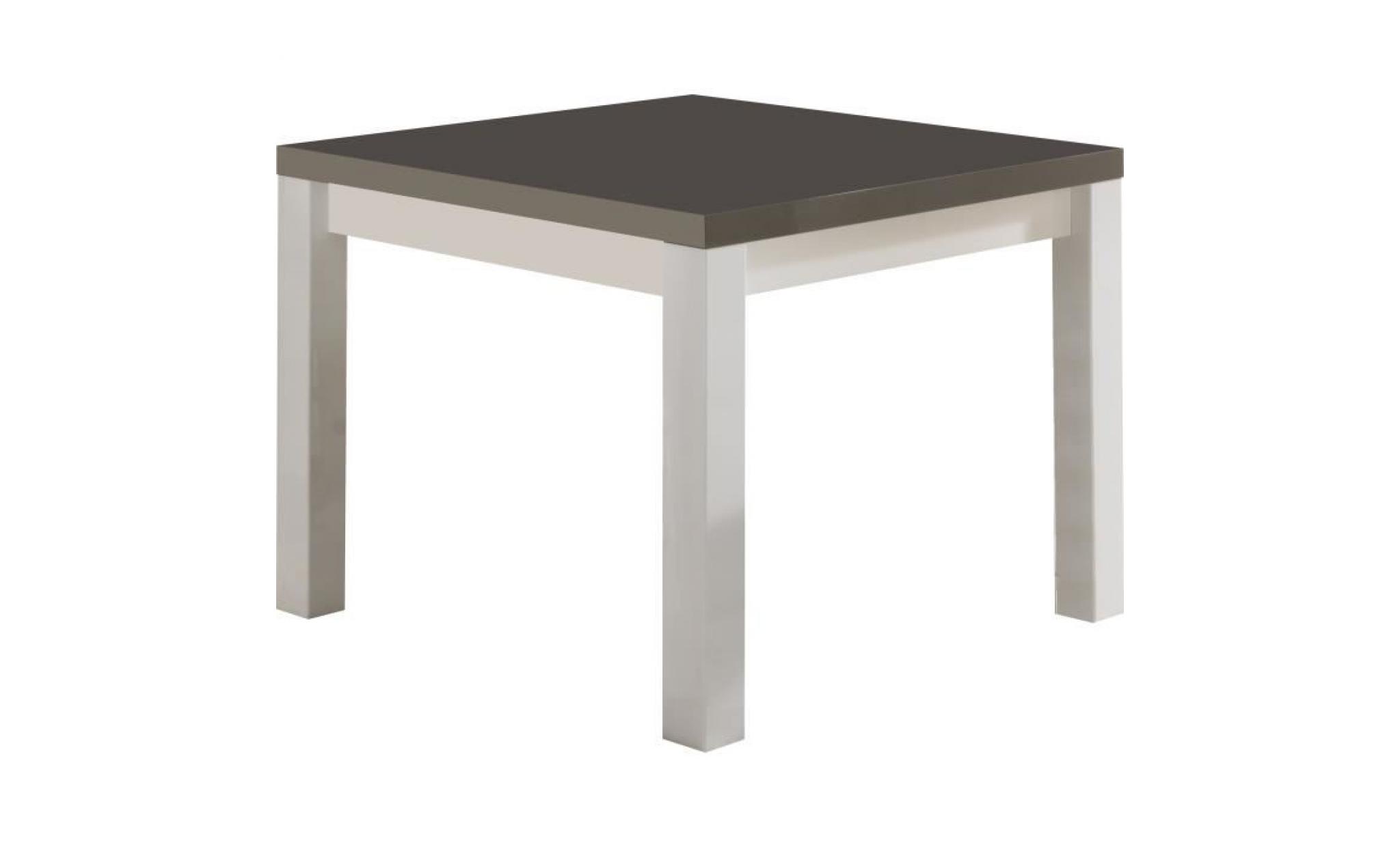 ensemble salle à manger avec table carrée coloris blanc et gris laqué brillant pas cher