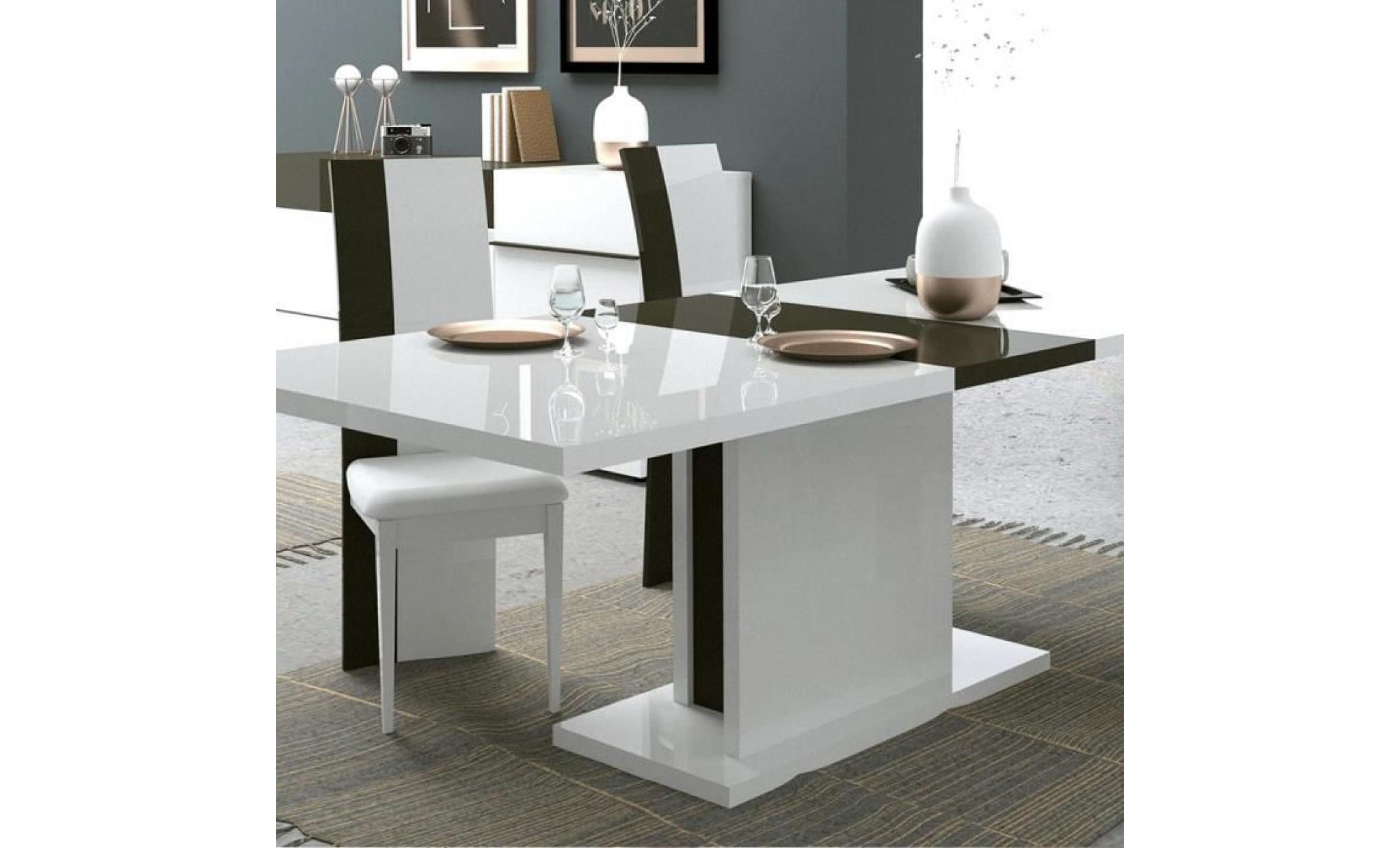 salle à manger blanche et grise laquée design santana blanc l 225 x h 90 x p 76 cm pas cher