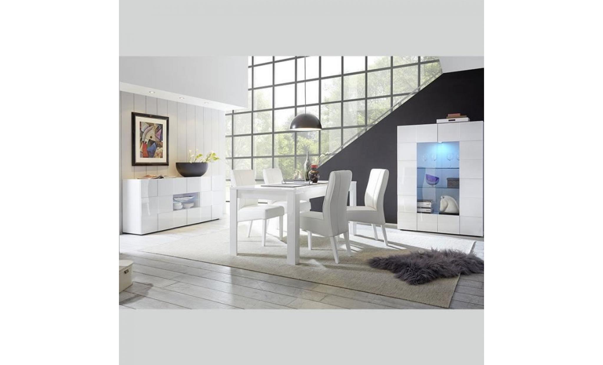 salle à manger design blanc laqué sandrea 180 cm avec 1 rallonge 180 cm