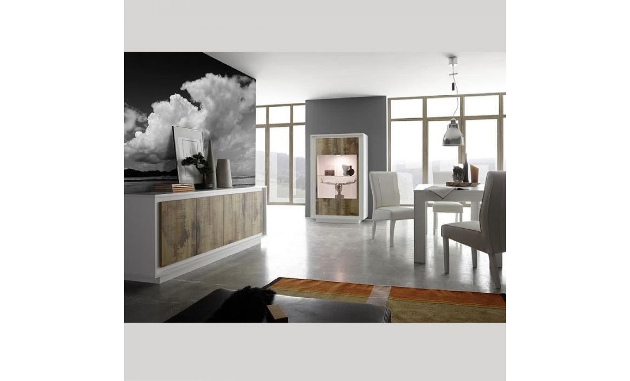 salle à manger moderne blanc et couleur bois erine 2 140 cm avec 1 rallonge 140 cm