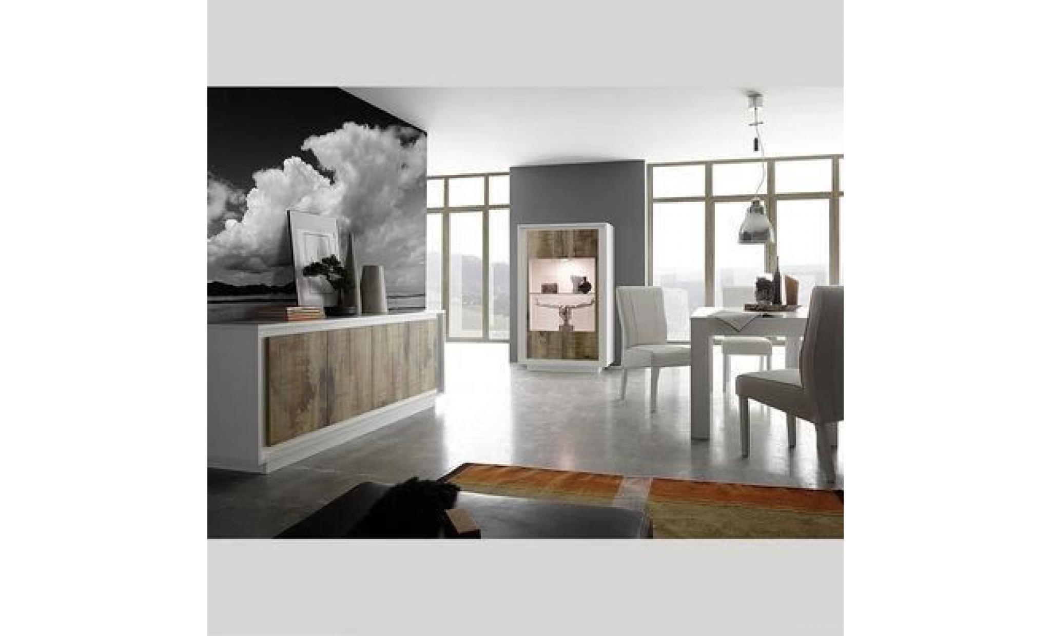 salle à manger moderne blanc et couleur bois erine 2 180 cm avec 1 rallonge 180 cm pas cher