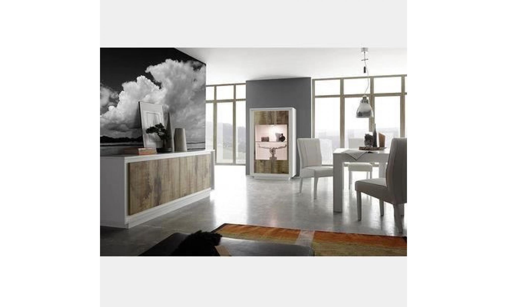 salle à manger moderne blanc et couleur bois erine 2 180 cm sans rallonge 180 cm pas cher