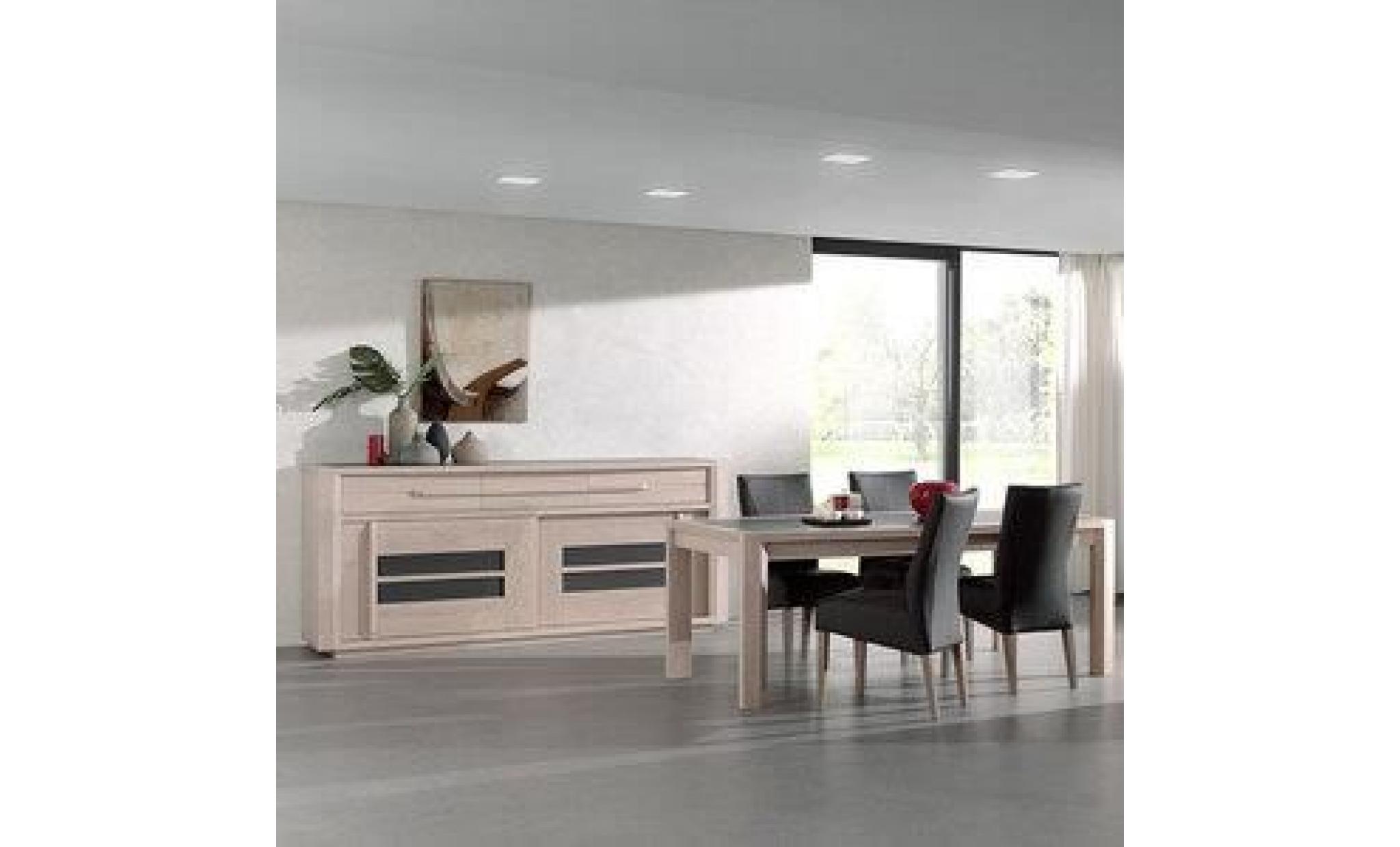 salle à manger moderne couleur bois et gris cassandre avec éclairage 180 cm pas cher