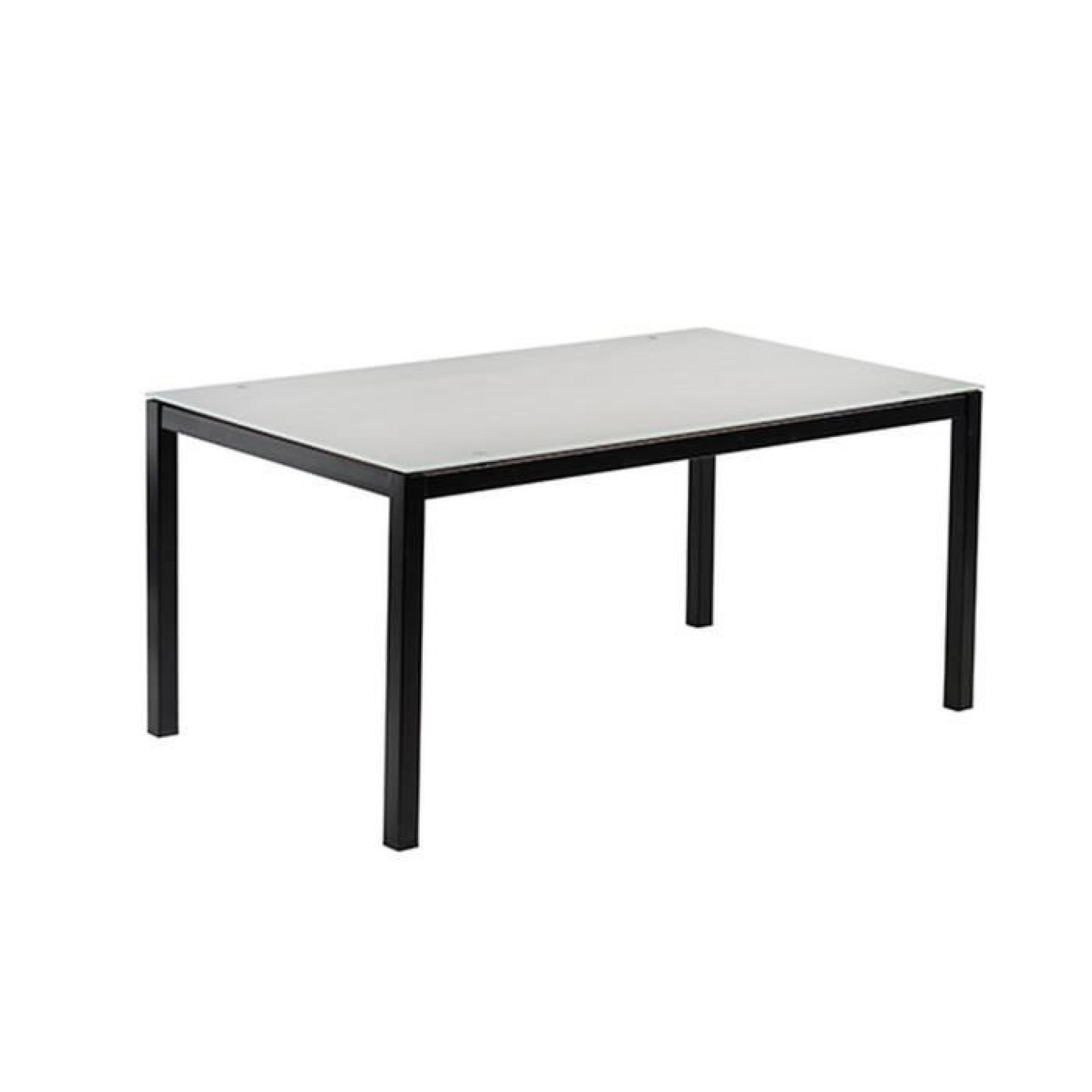 SALOON Table 160cm - Plateau en verre trempé - Noir