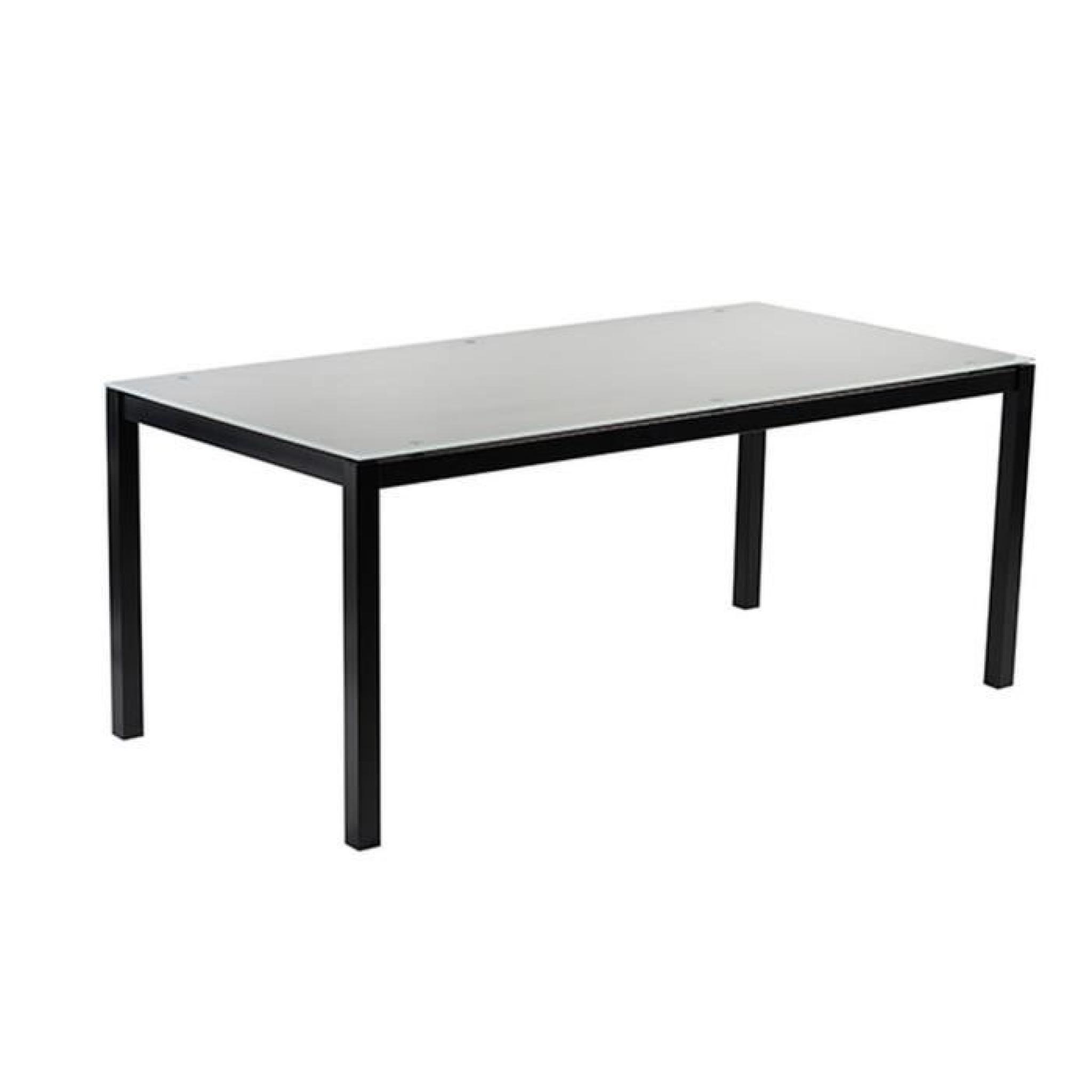 SALOON Table 180cm - Plateau en verre trempé - Noir