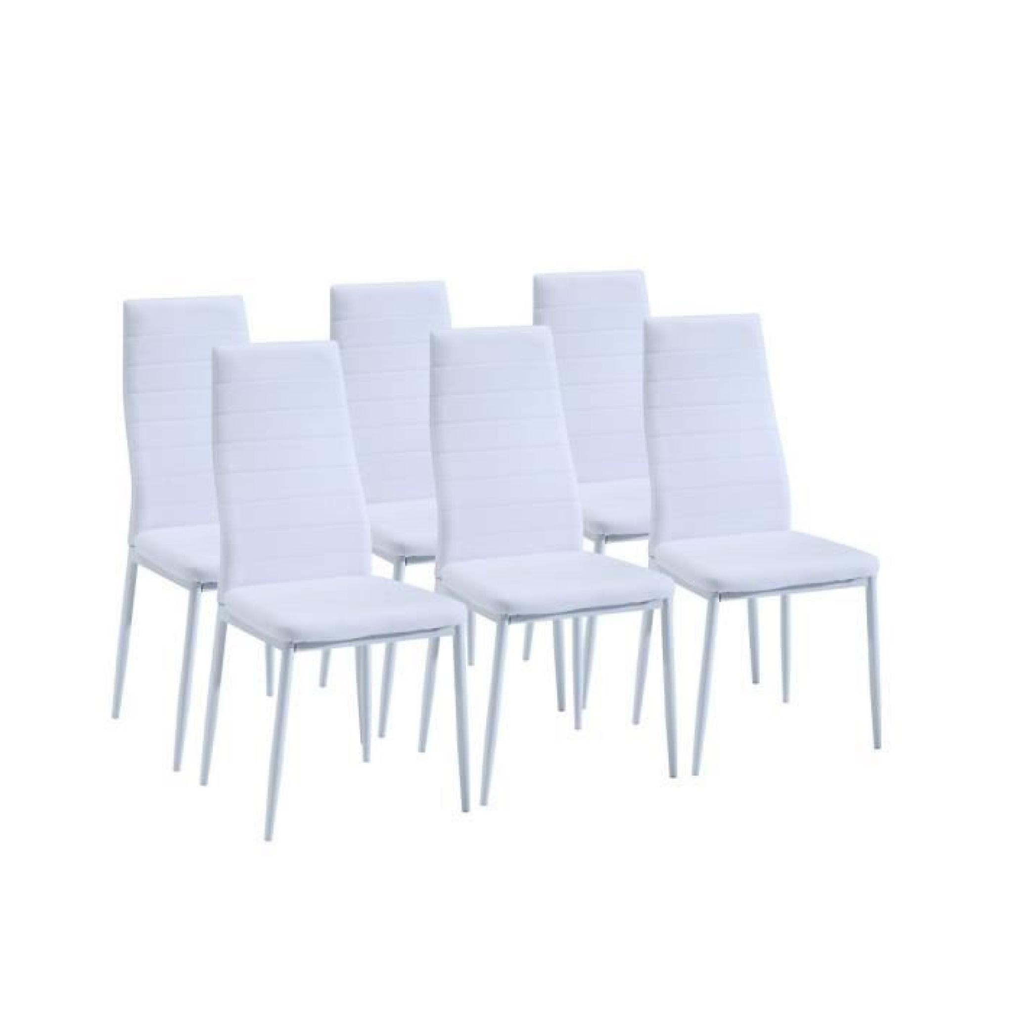 SAM Lot de 6 chaises de salle à manger blanches