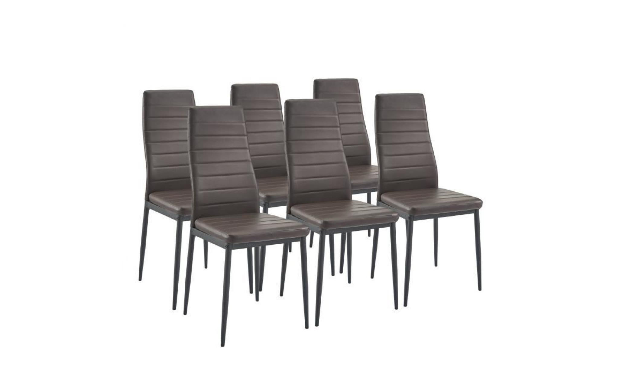 sam lot de 6 chaises de salle à manger en simili marron   contemporain   l 50 x p 44 cm