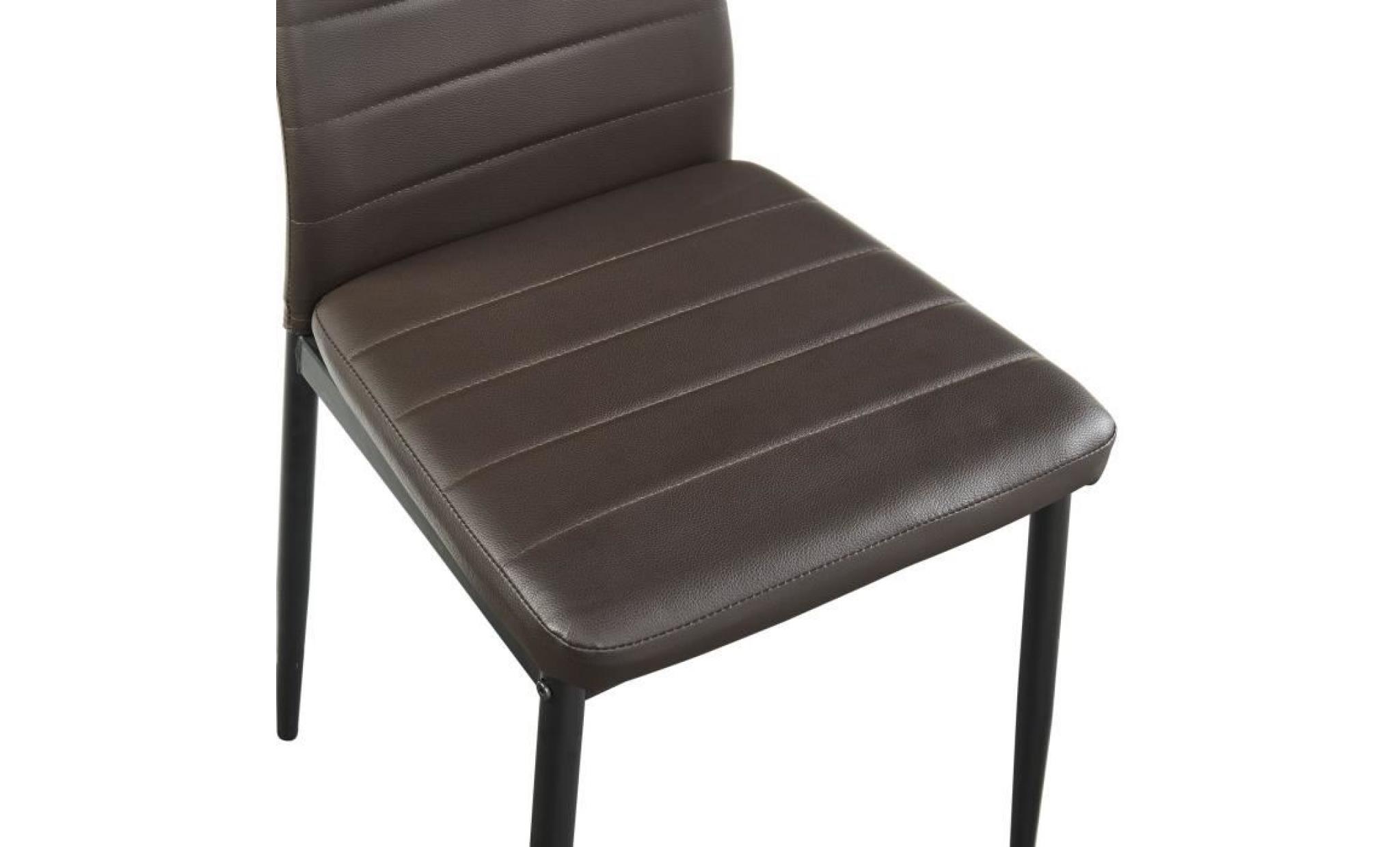 sam lot de 6 chaises de salle à manger en simili marron   contemporain   l 50 x p 44 cm pas cher