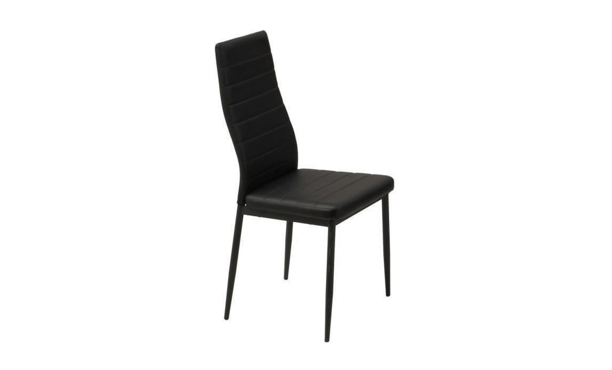 sam lot de 6 chaises de salle à manger en simili noir   style contemporain   l 50 x p 44 cm pas cher