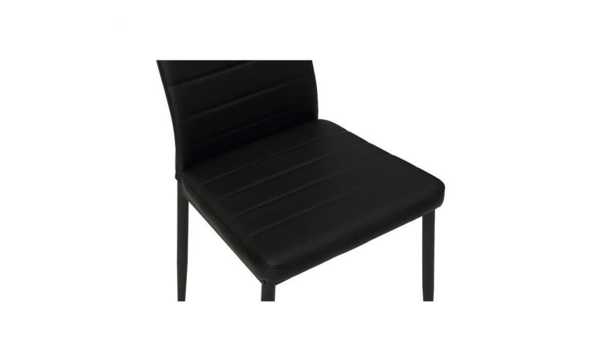 sam lot de 6 chaises de salle à manger en simili noir   style contemporain   l 50 x p 44 cm pas cher