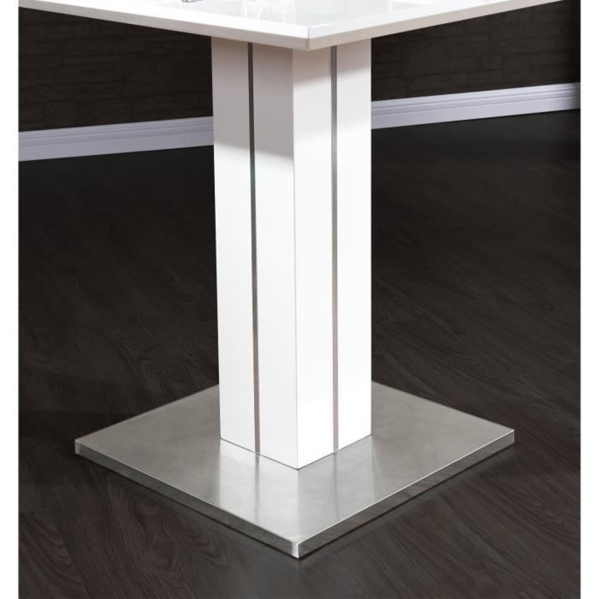 SANDRO Table de bar 100x100cm laqué blanc brillant pas cher