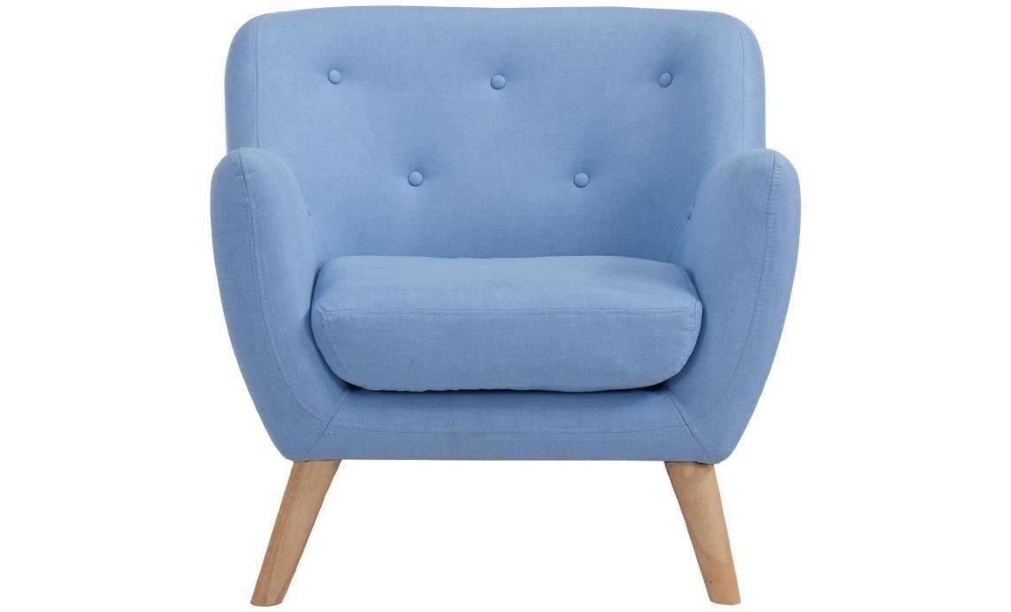 scandi fauteuil scandinave en tissu chiné   bleu   l 79 x p 82 cm