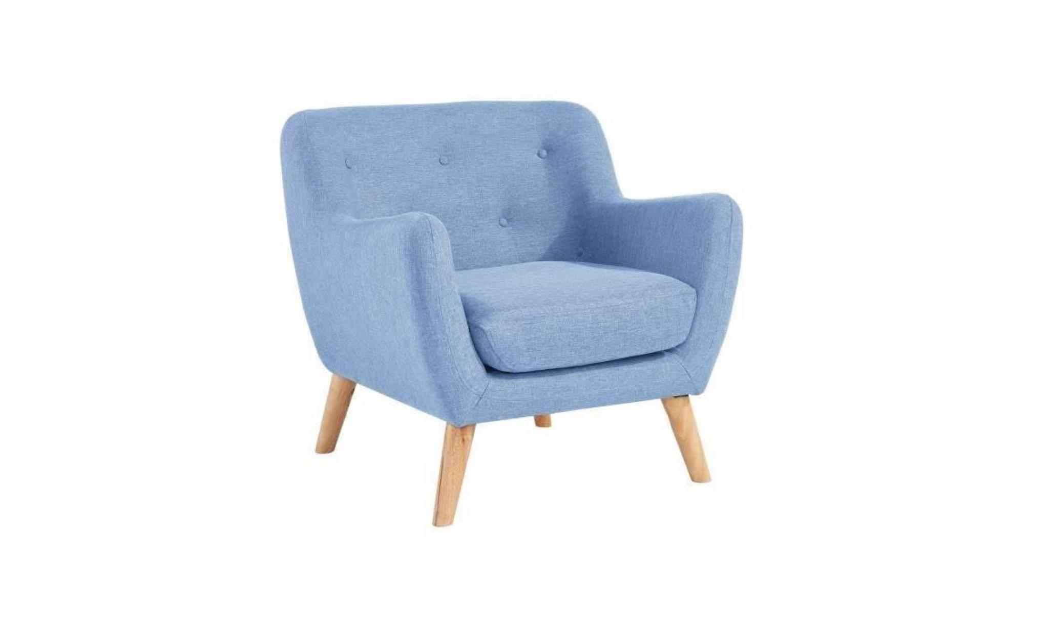 scandi fauteuil scandinave en tissu chiné   bleu   l 79 x p 82 cm pas cher