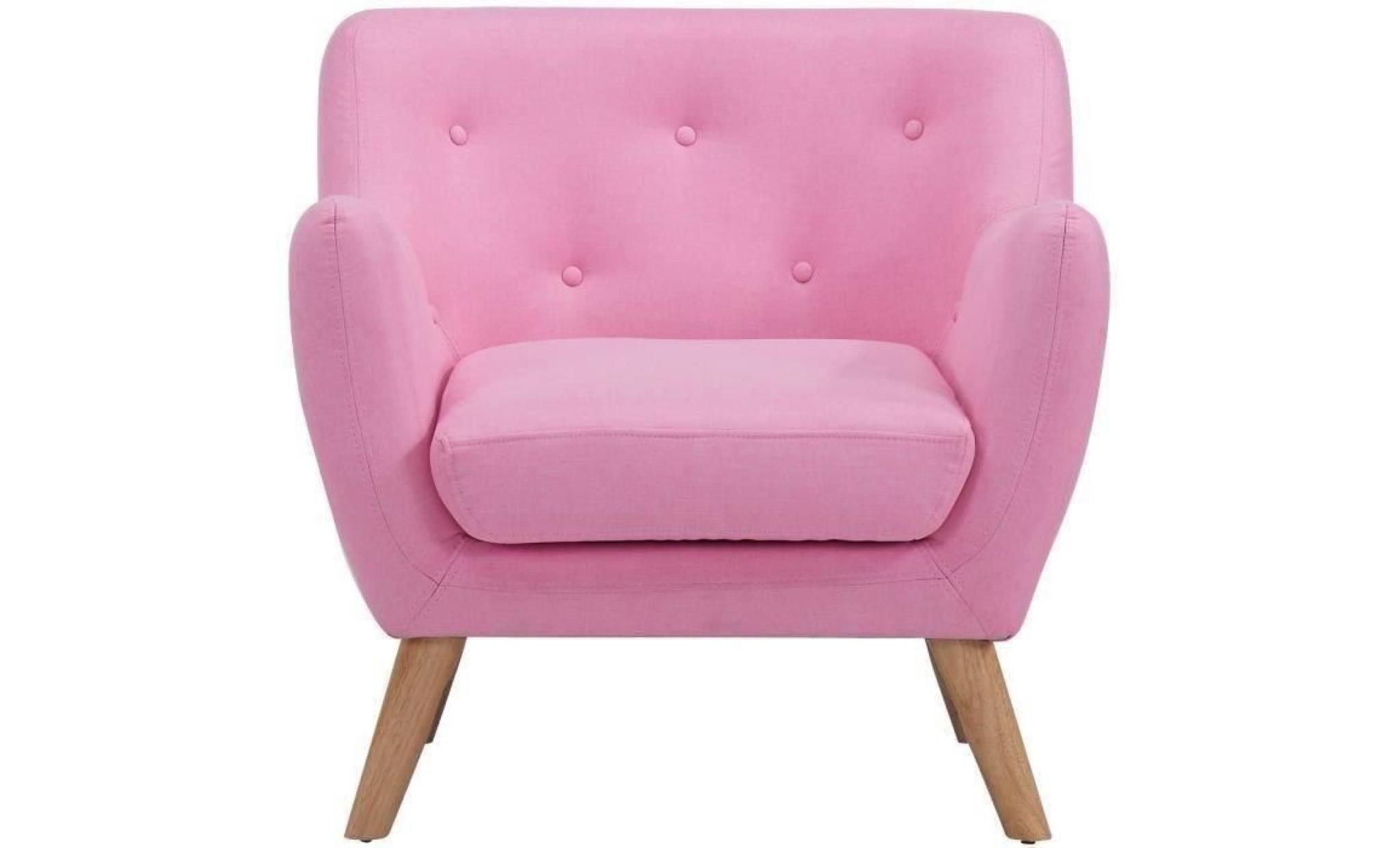 scandi fauteuil scandinave en tissu chiné   rose   l 79 x p 82 cm