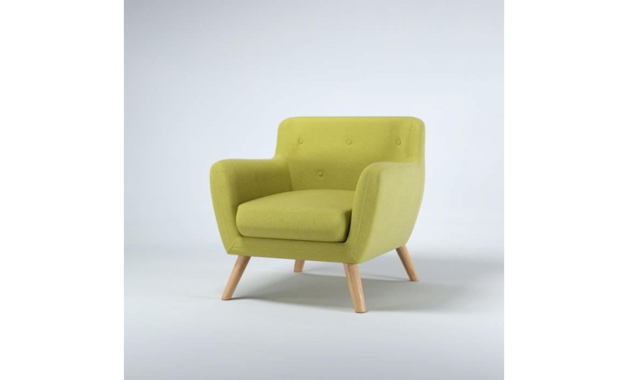 scandi fauteuil scandinave en tissu chiné   vert   l 79 x p 82 cm pas cher