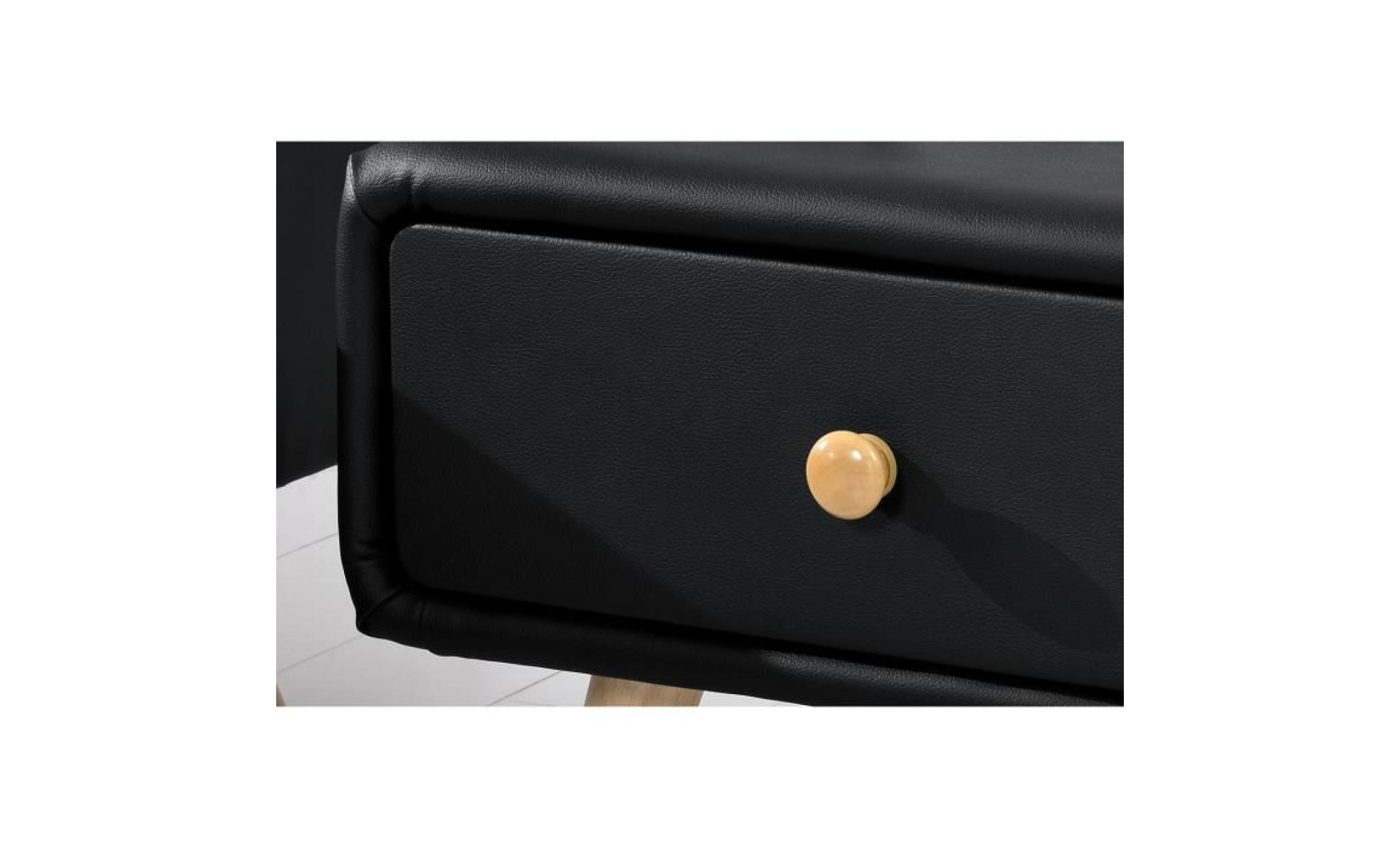 scandi noir : table de chevet scandinave noir avec 1 tiroir et 4 pieds en bois pas cher