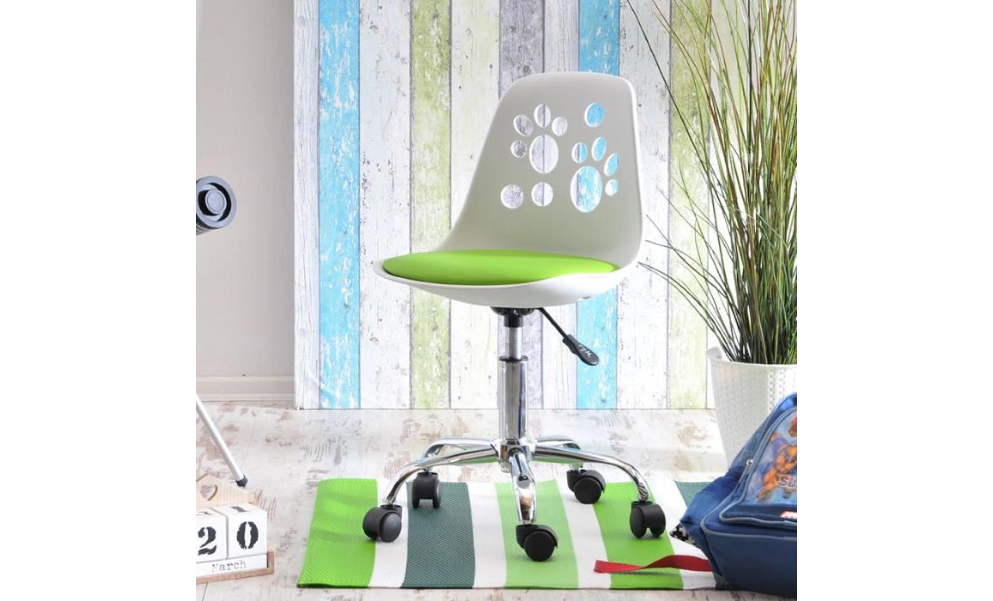 fauteuil d'enfant / chaise de bureau   foot   40 cm   blanc / vert   design moderne   réglable   pivotant pas cher