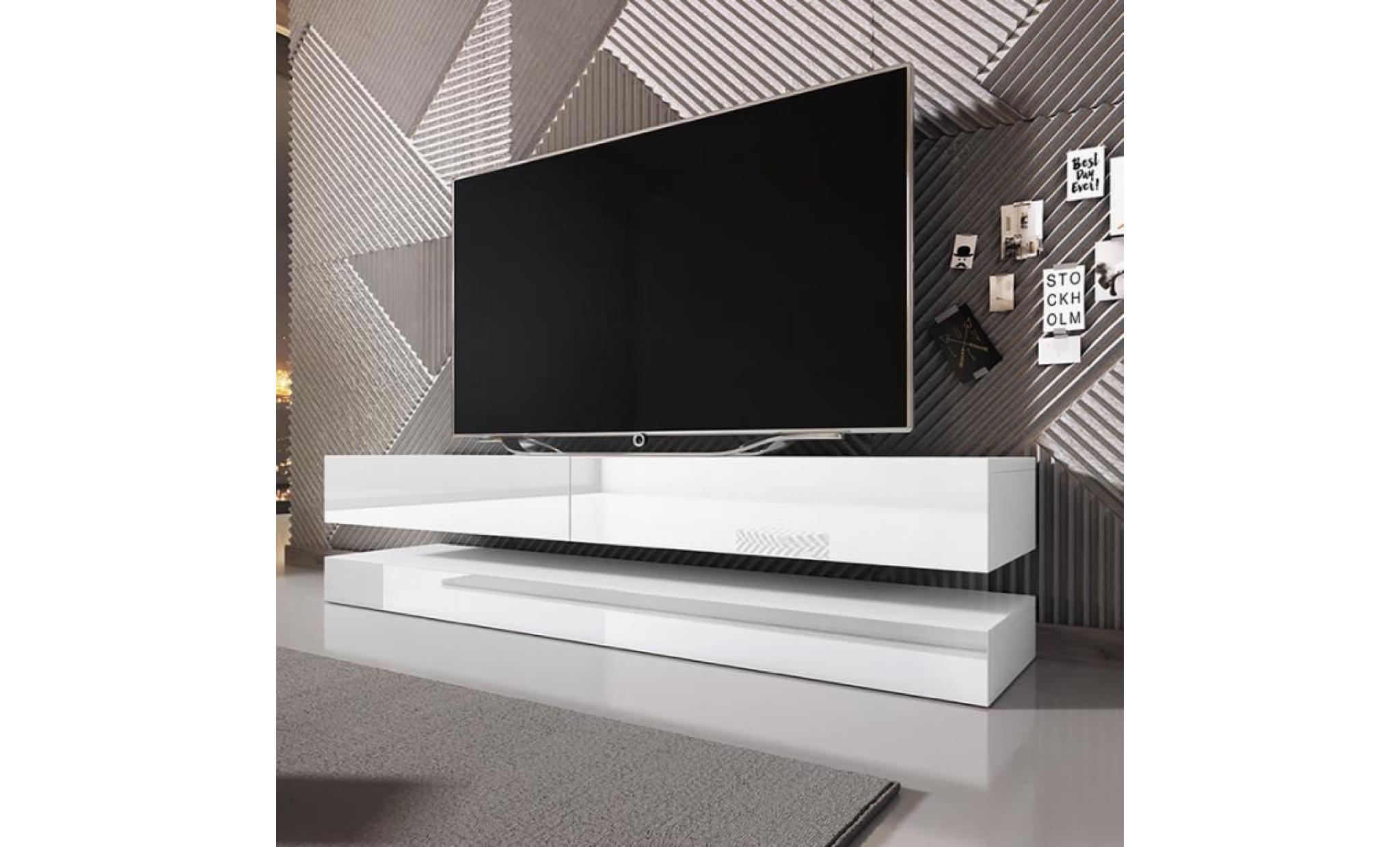 meuble tv / meuble de salon   aviator   140 cm   noir mat / noir brillant   sans led   à suspendre   style moderne