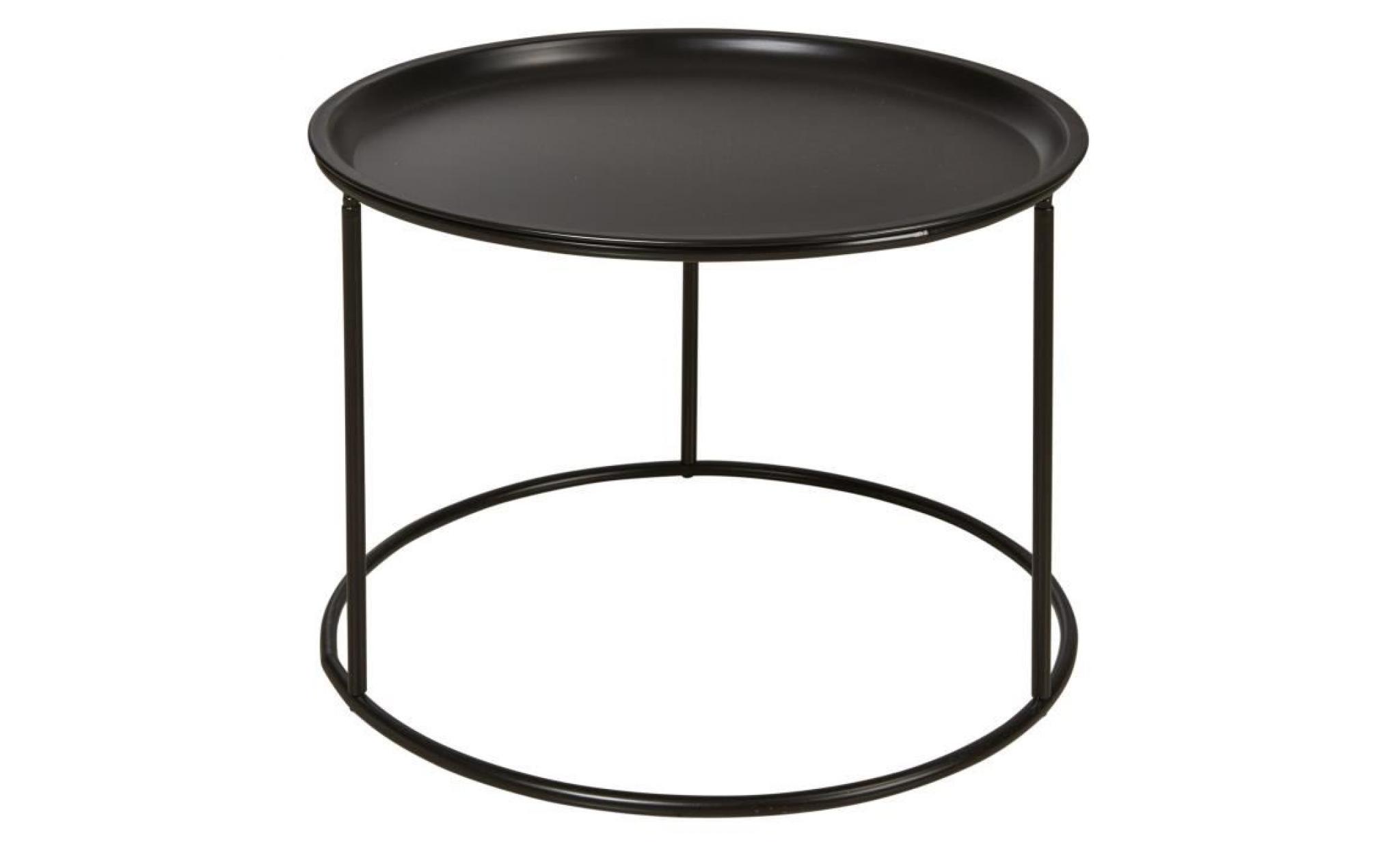 sergio table basse rondes style contemporain métal noir   l 56 x l 56 cm