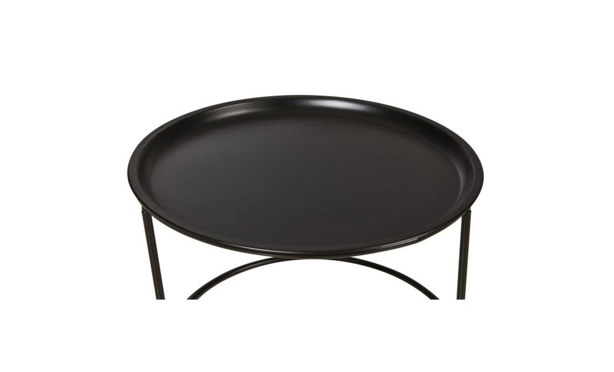 sergio table basse rondes style contemporain métal noir   l 56 x l 56 cm pas cher