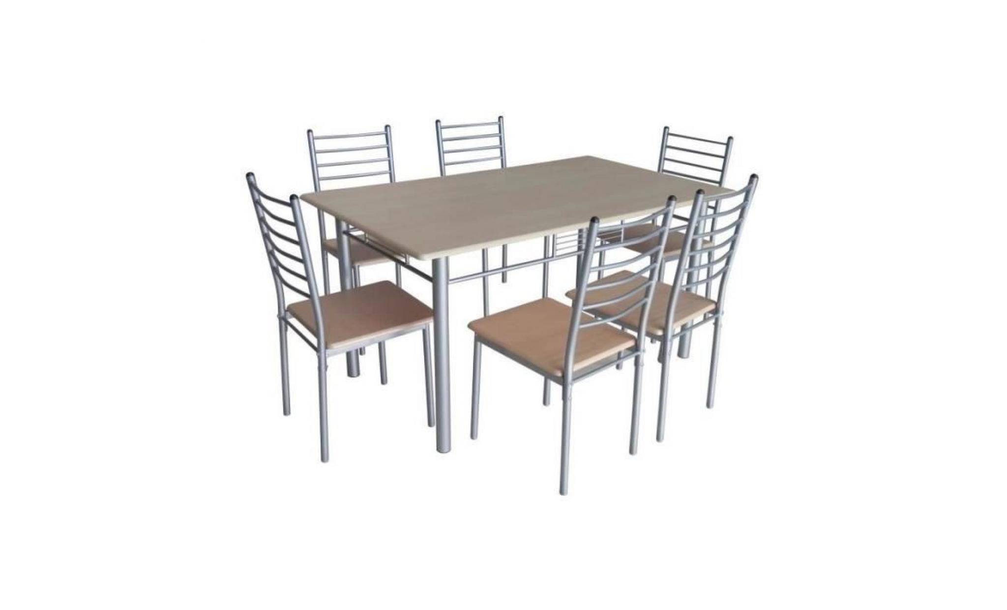 set 1 table + 6 chaises emma. ensemble pratique et convivial pour votre cuisine ou salle à manger.