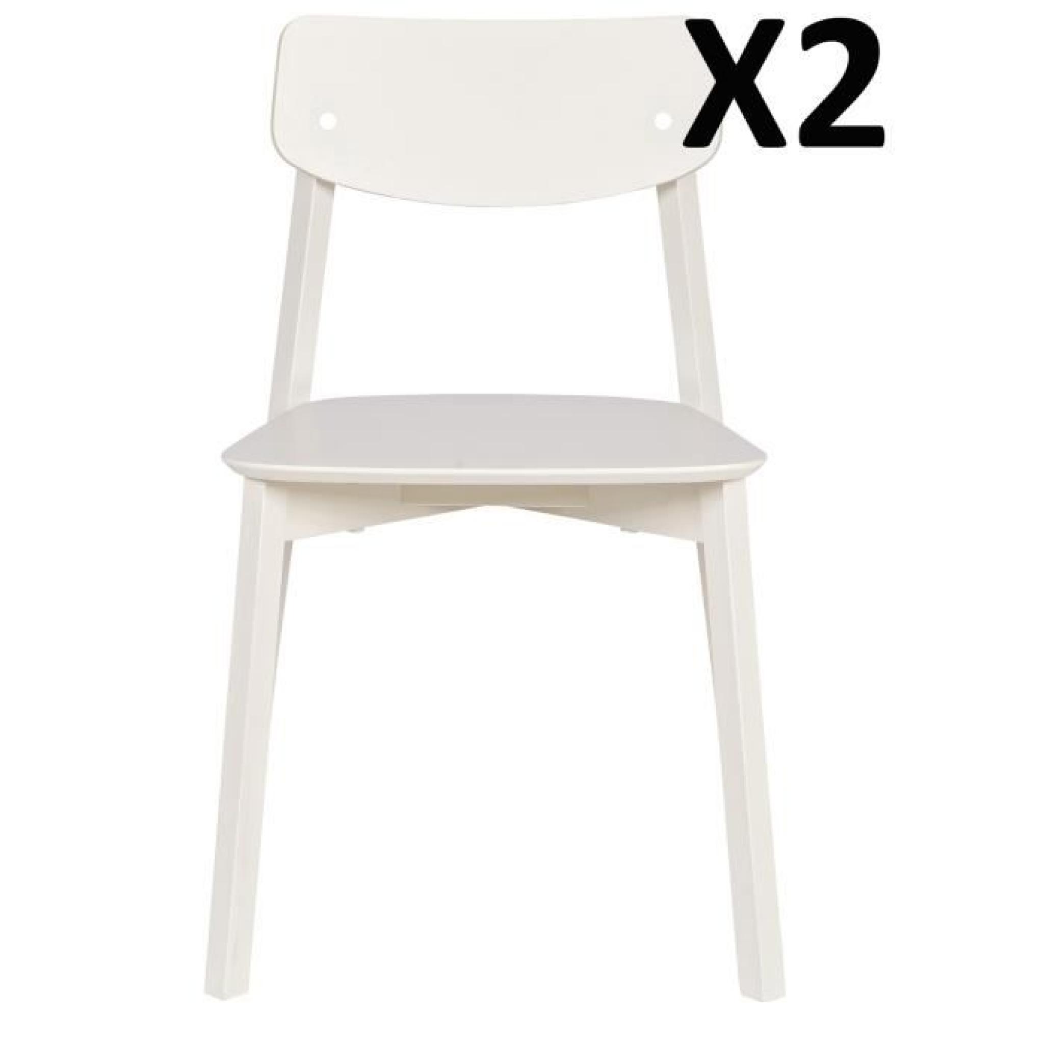 Set de 2 chaises blanc, H 77 x L 46 x P 49 cm