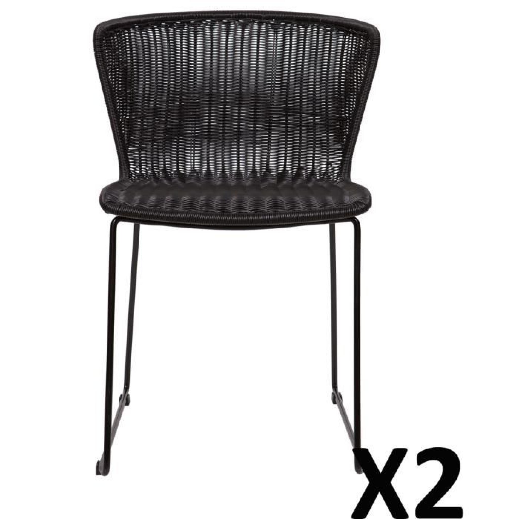 Set de 2 chaises coloris noir, H 77.5 x L 54.5 x P 54 cm