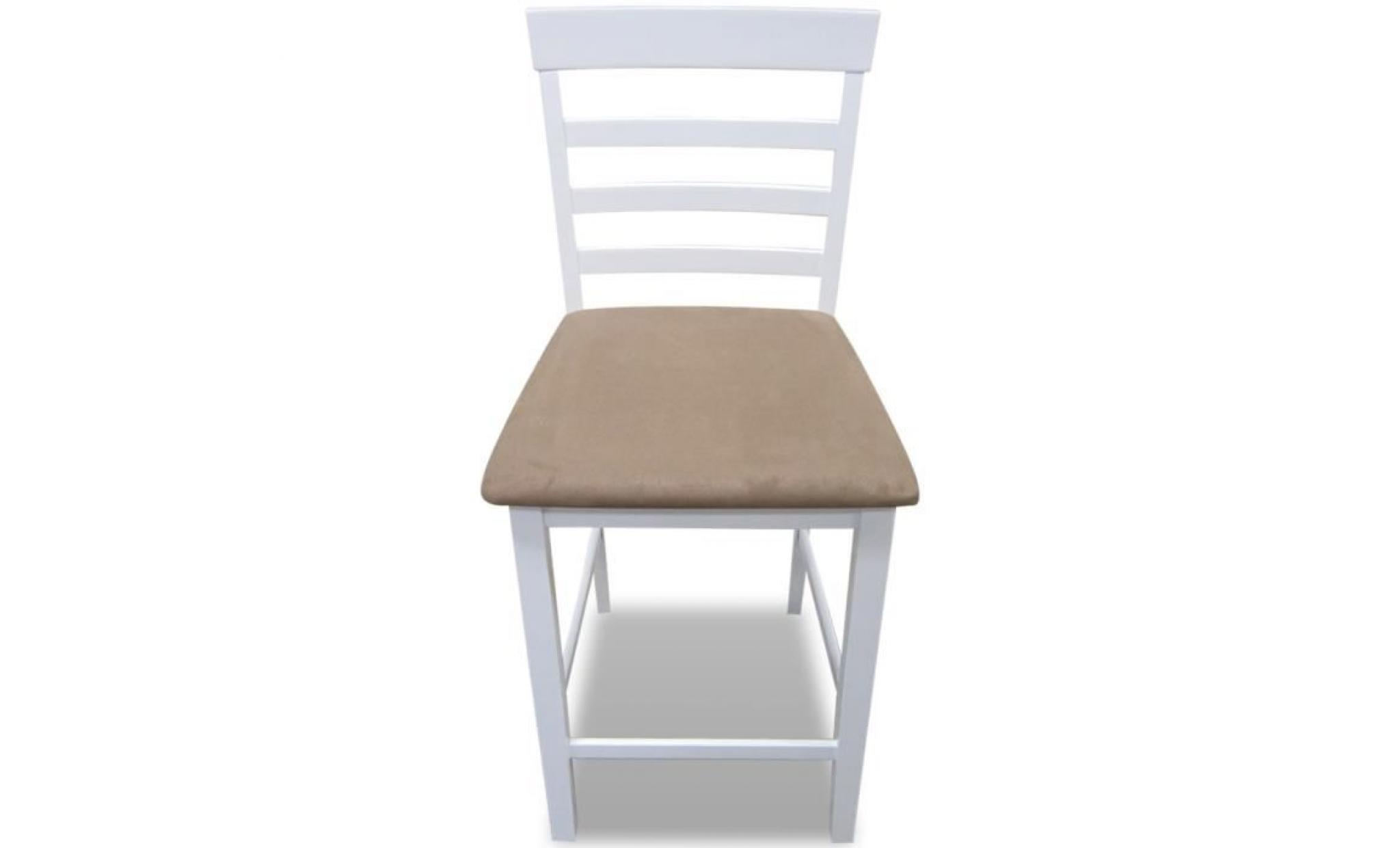 set de 2 chaises de bar en bois blanc/beige durable solide stable dans salon bistrot haute qualité pas cher