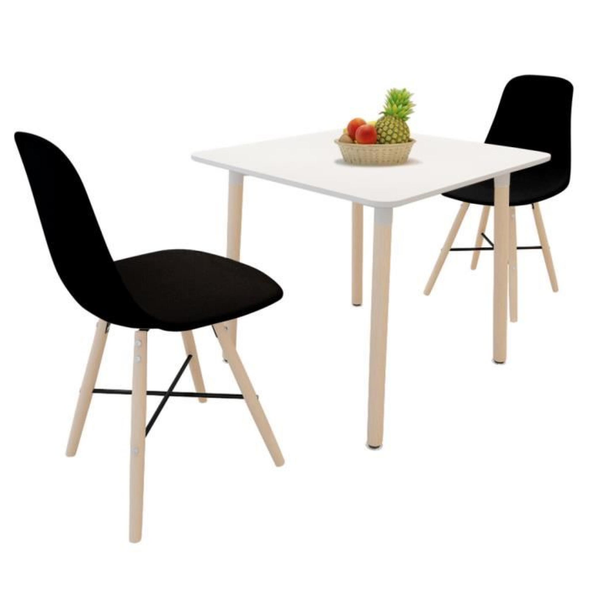 Set de 2 chaises de salle à manger avec pieds en bois Noir pas cher