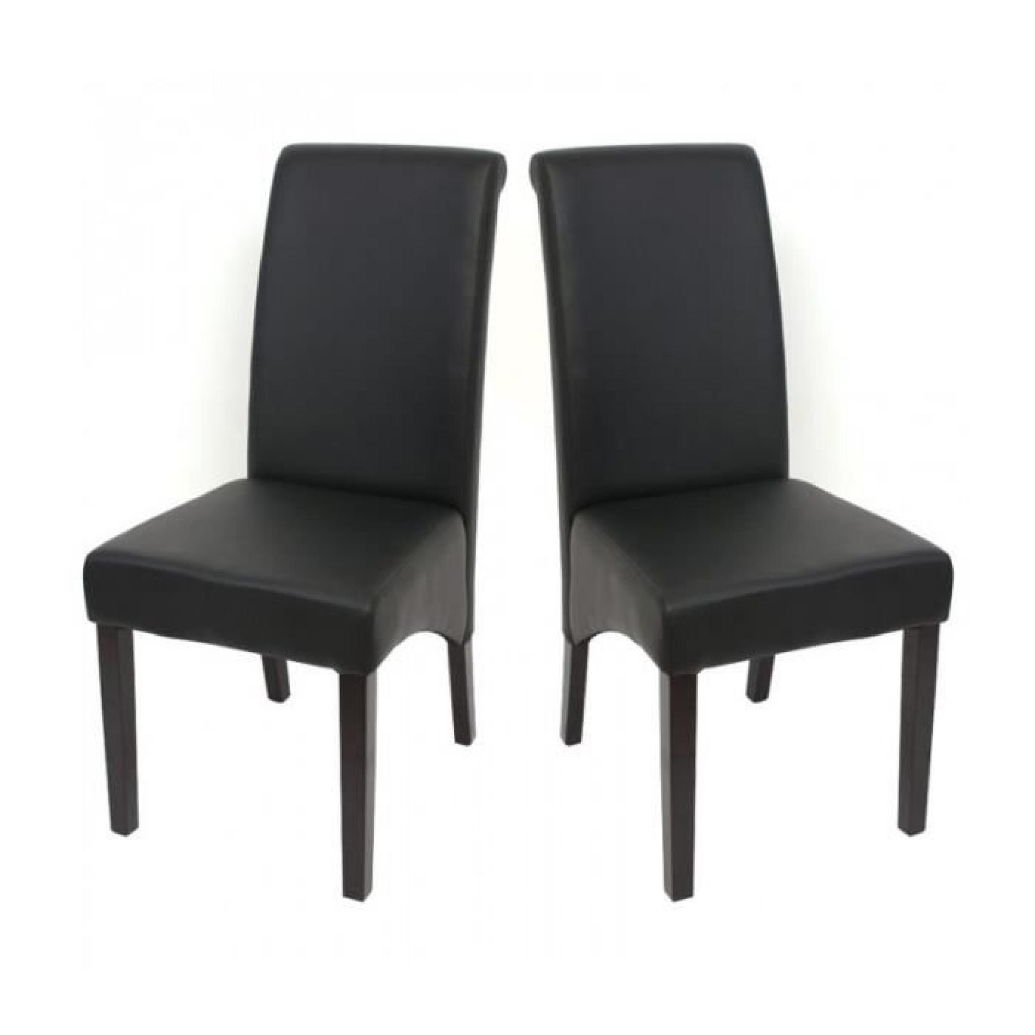 Set de 2 chaises de salle à manger en simili-cuir noir mat pieds foncés CDS04024