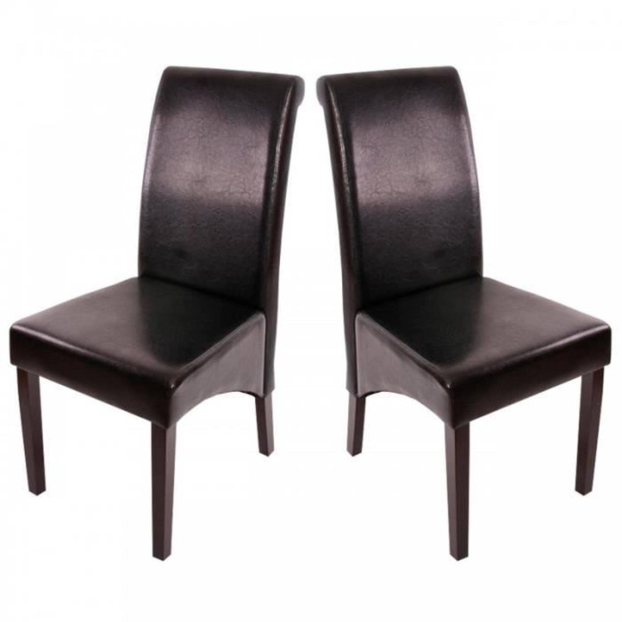 Set de 2 chaises de salle à manger en simili-cuir noir pieds foncés CDS04027
