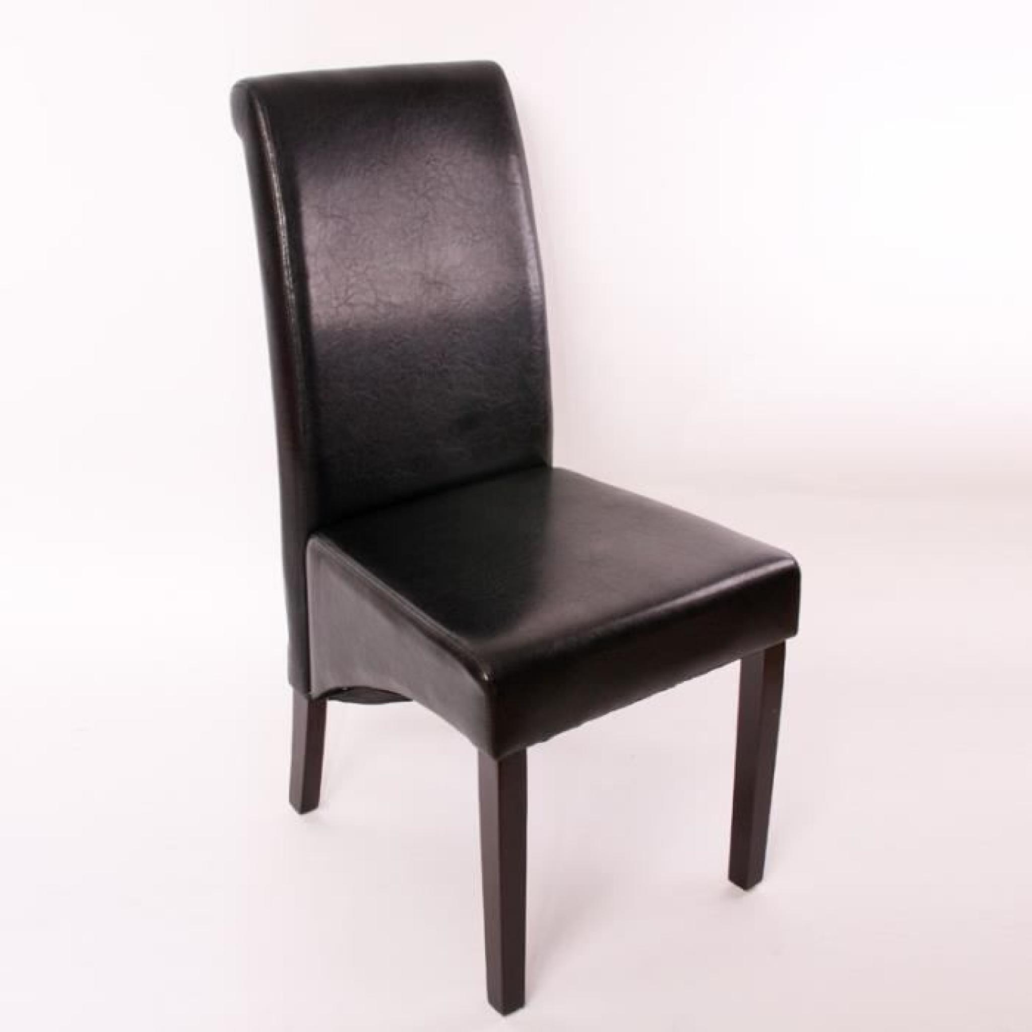 Set de 2 chaises de salle à manger en simili-cuir noir pieds foncés CDS04027 pas cher