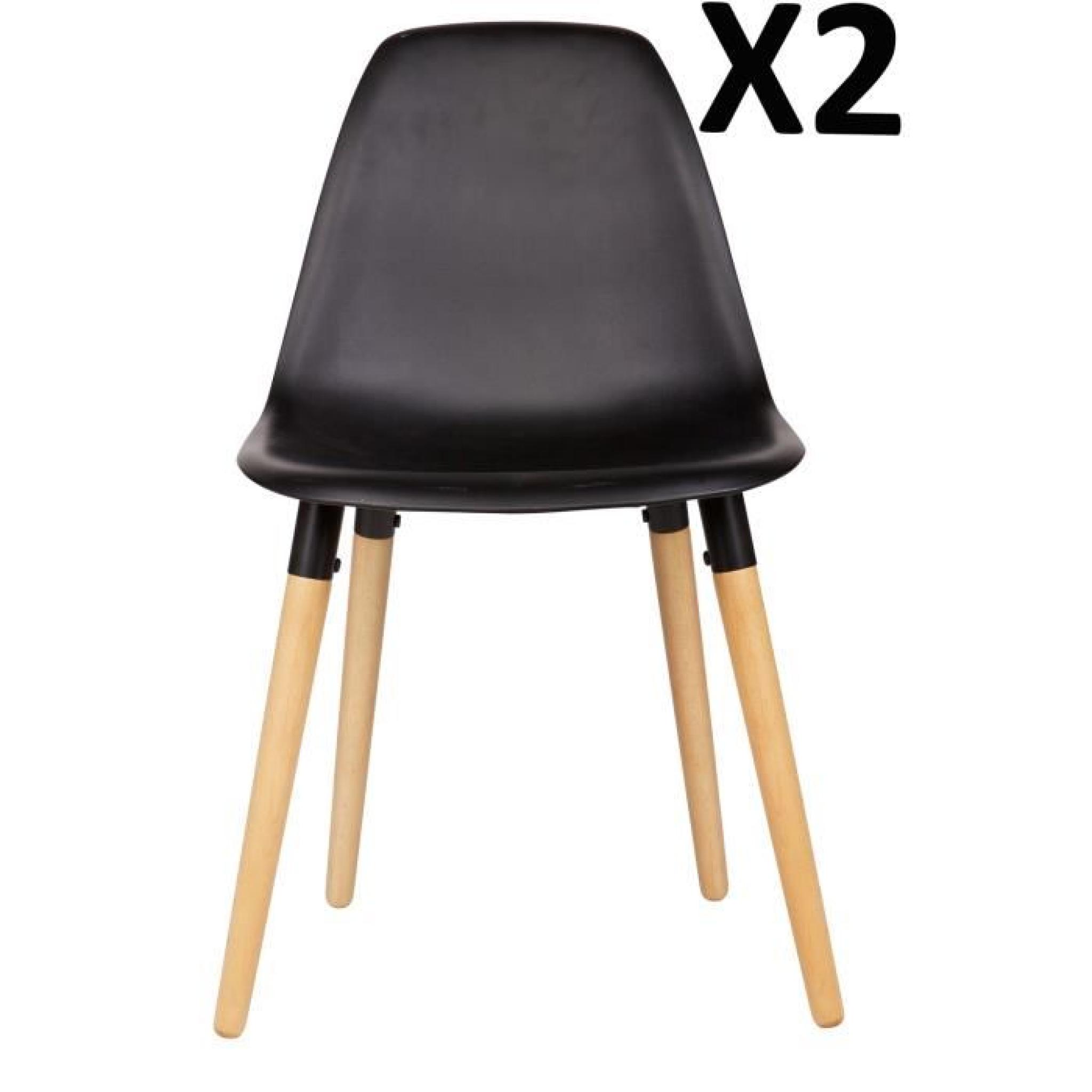 Set de 2 chaises noir, H 47 x L 55.5 x P 82.5 cm