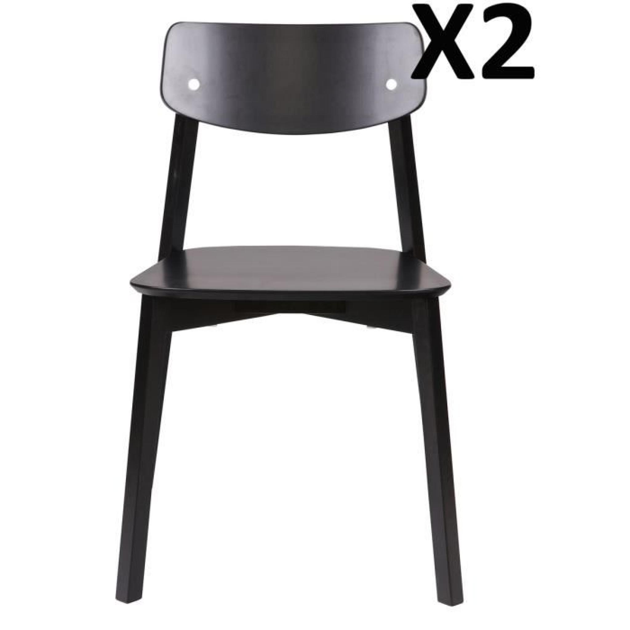 Set de 2 chaises noir, H 77 x L 46 x P 49 cm