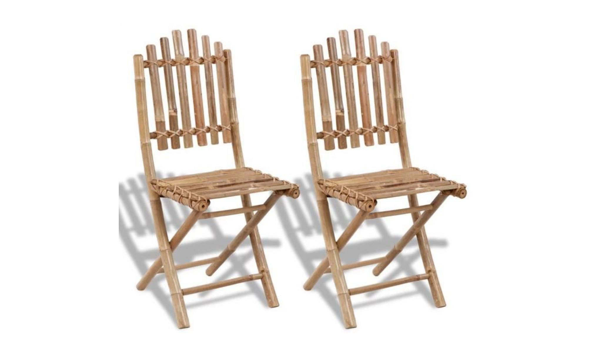 set de 2 chaises pliables en bambou 50 x 42 x 92 cm