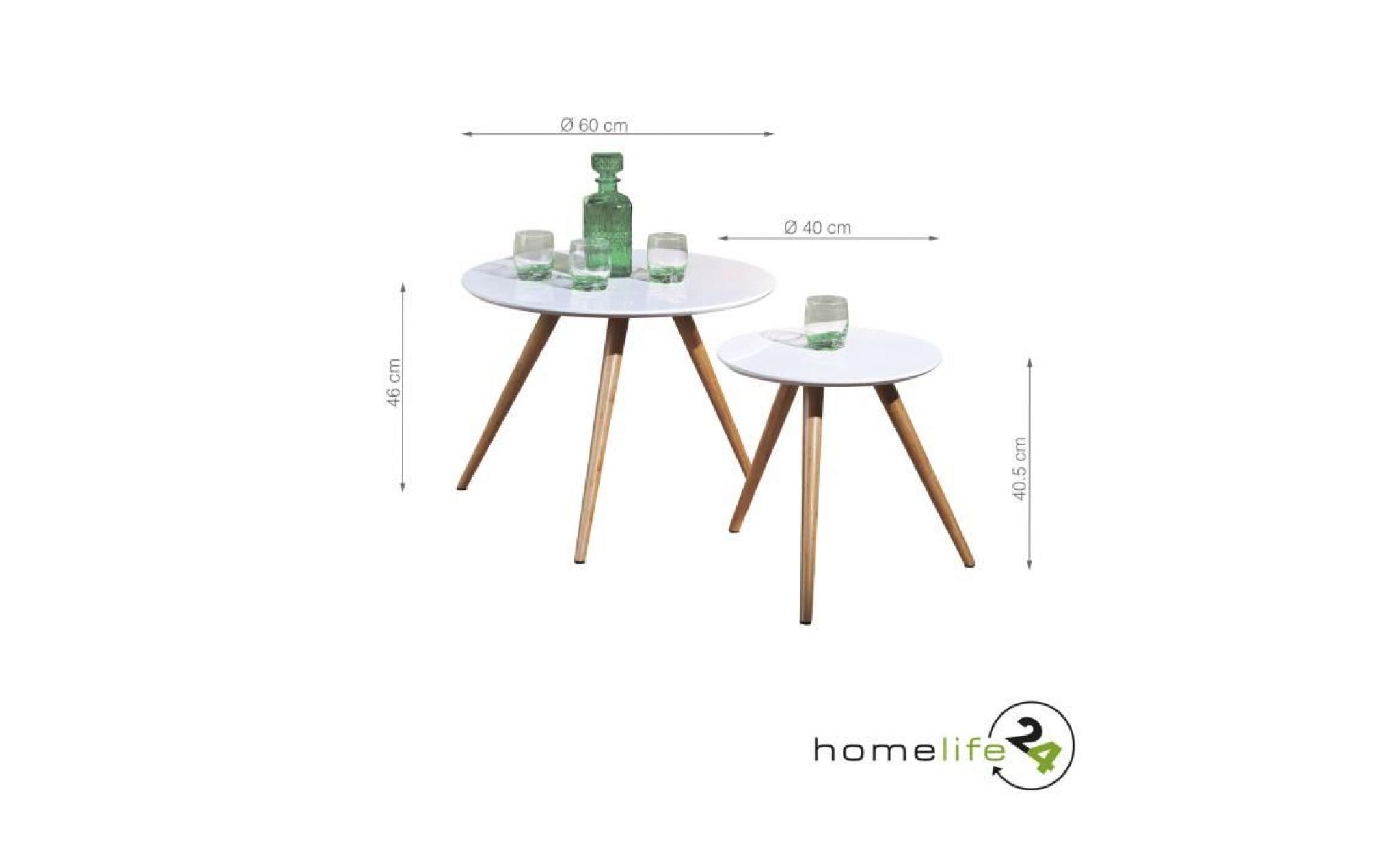 table d'appoint en bois, bout de canapé, petite table, table d'appoint ronde, table auxiliaire, lot de2, x2, design, moderne pas cher