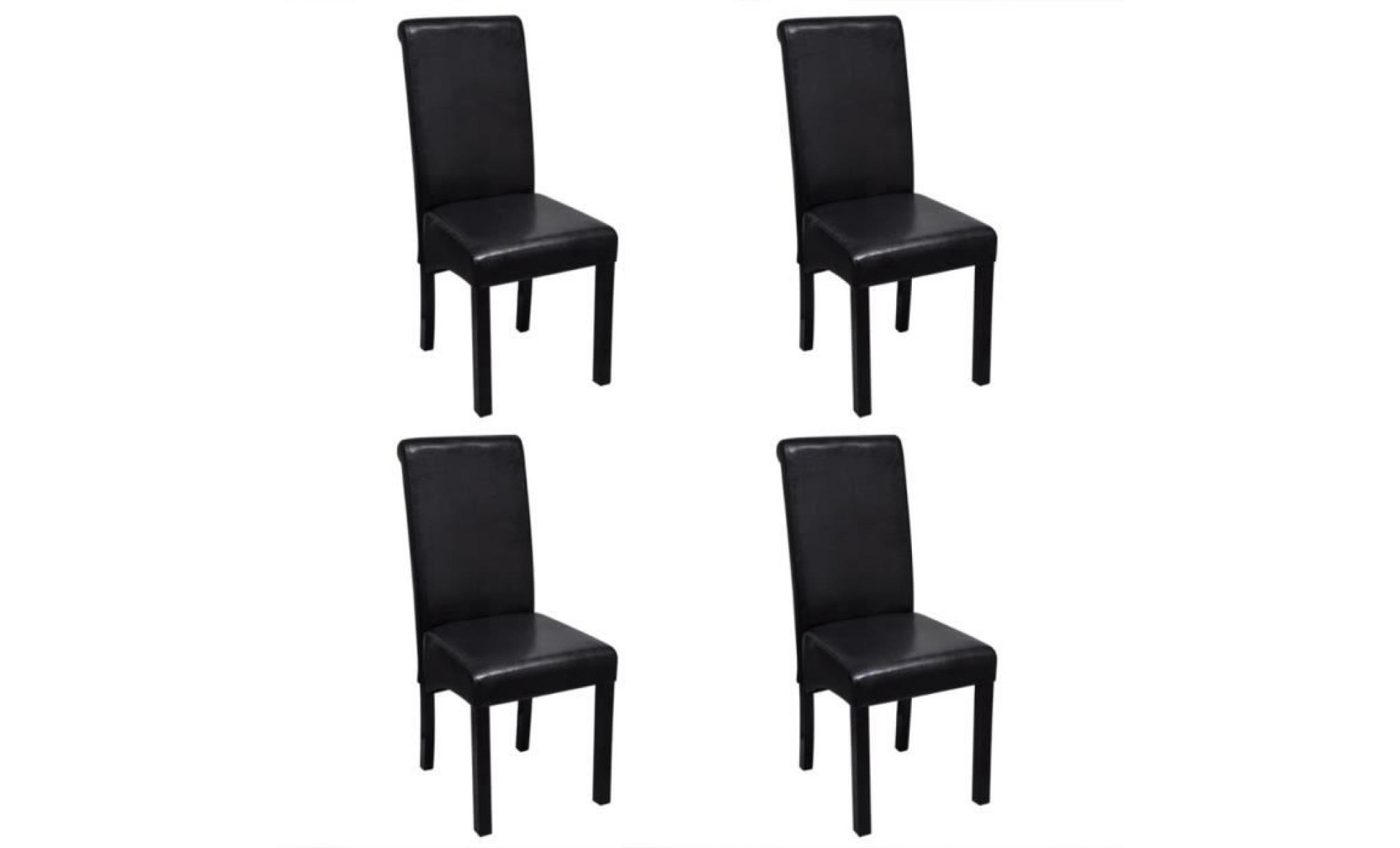 set de 4 chaises de salle à manger noires en cuir artificiel