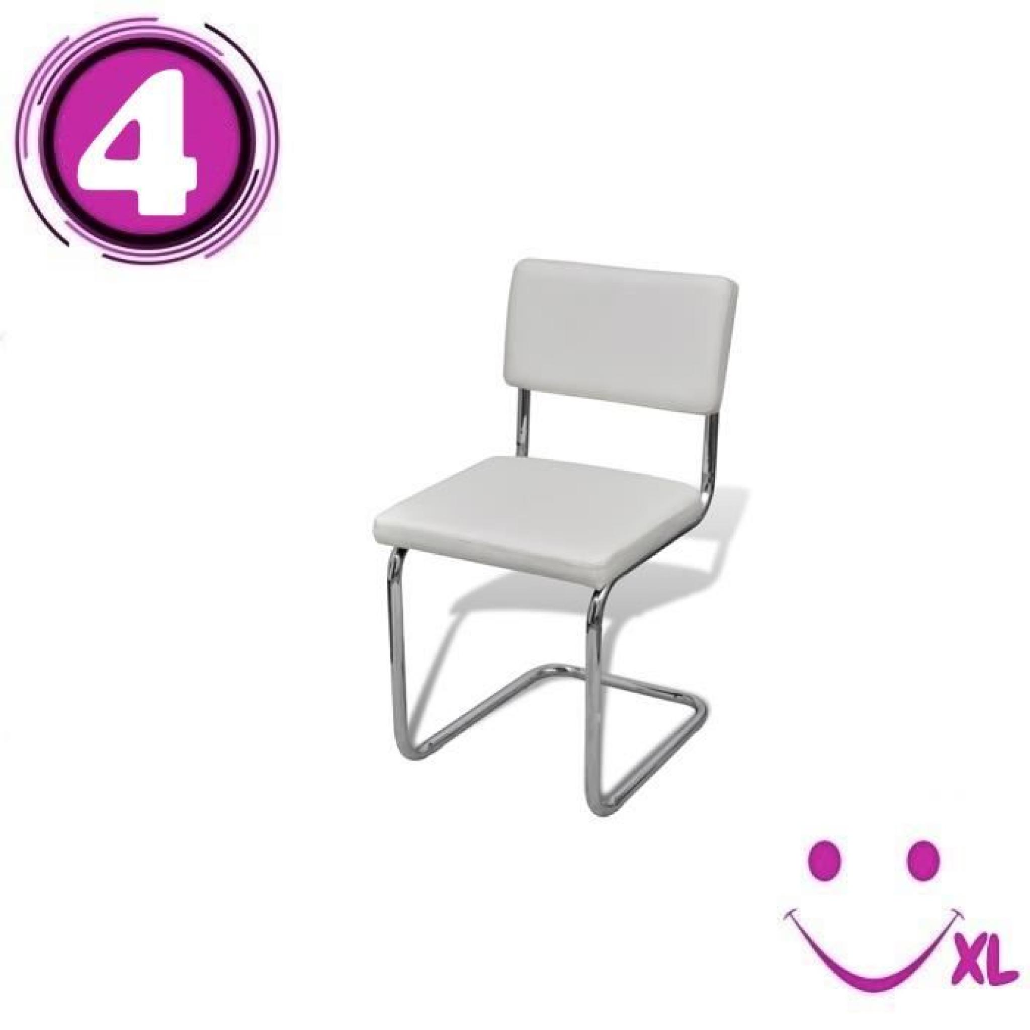 Set de 4 Chaises de salon Design et Moderne en Simili Cuir Blanc