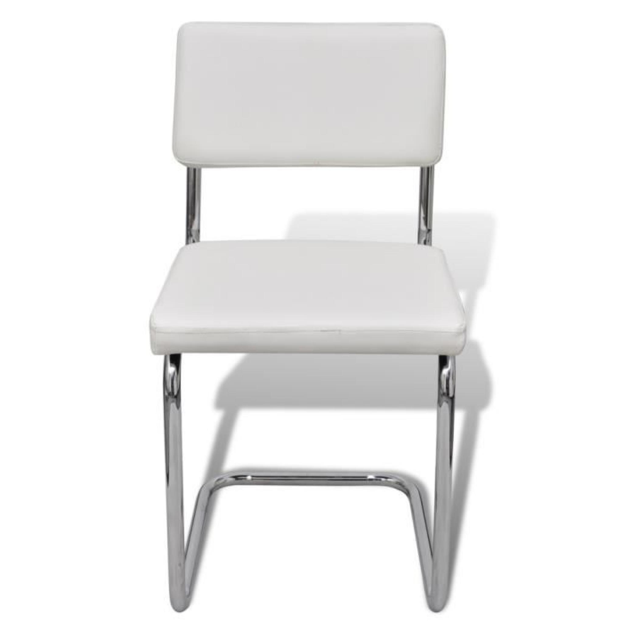 Set de 4 Chaises de salon Design et Moderne en Simili Cuir Blanc pas cher