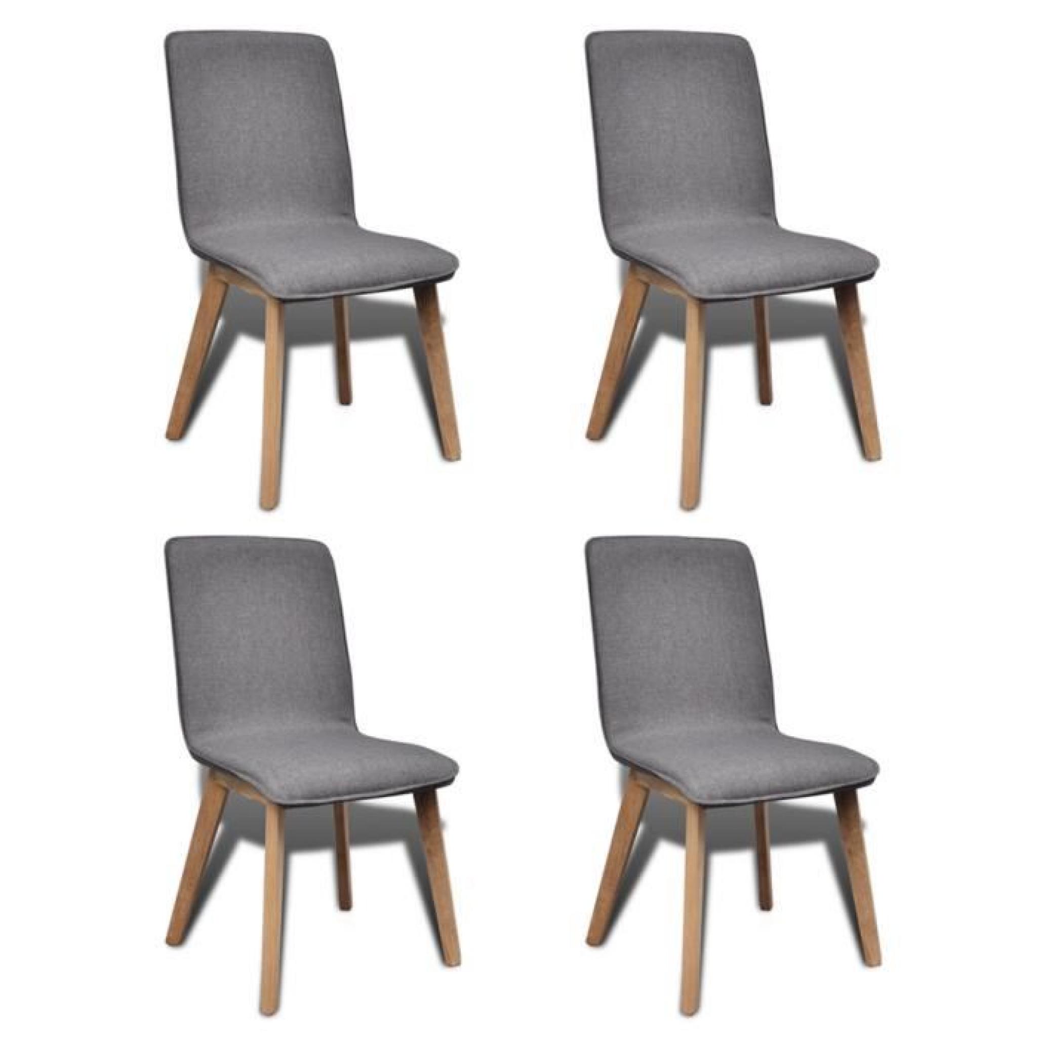 Set de 4 chaises gondole pour intérieur en chêne en tissu gris clair