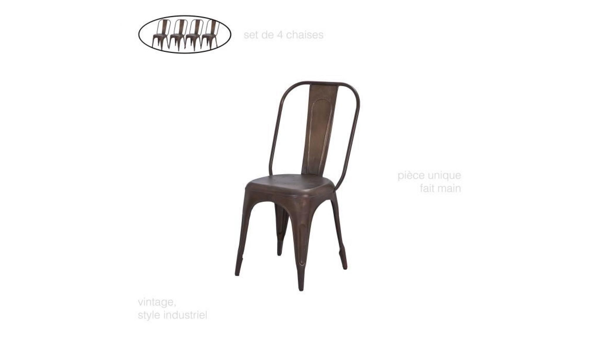 set de 4, chaise metal couleur, chaise design, chaise vintage, chaise industriel metal, chaise industrielle, chaise en fer, rouille