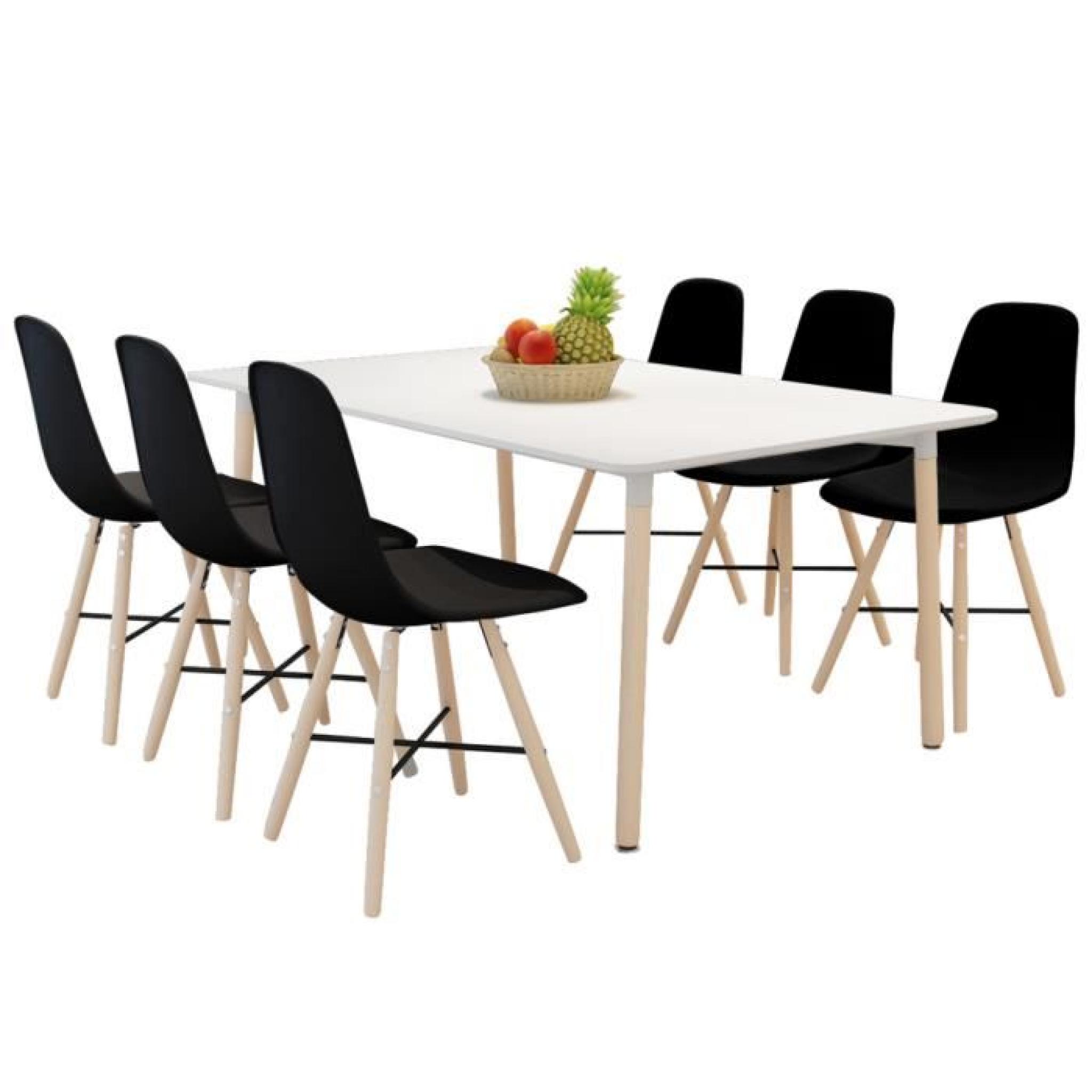 Set de 6 chaises de salle à manger avec pieds en bois Blanc