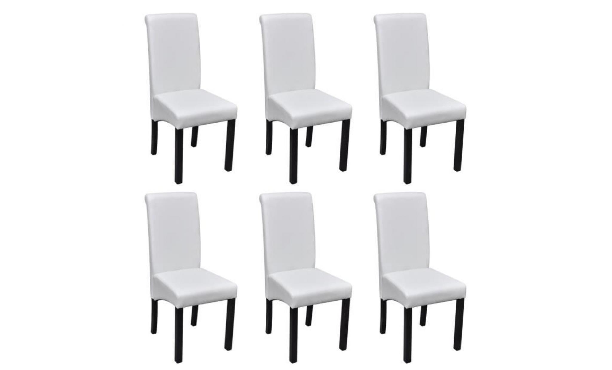 set de 6 chaises de salle à manger blanches en cuir artificiel