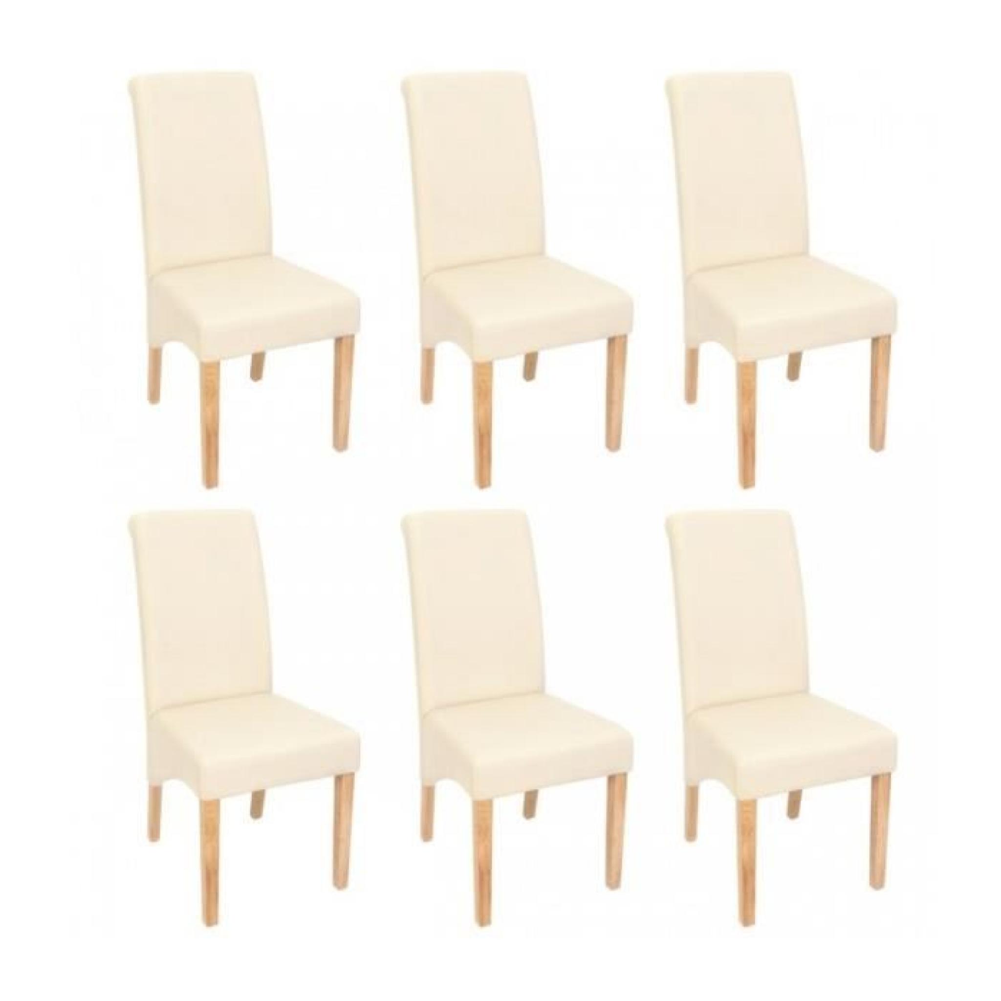Set de 6 chaises de salle à manger en simili-cuir crème mat pieds clairs CDS04226