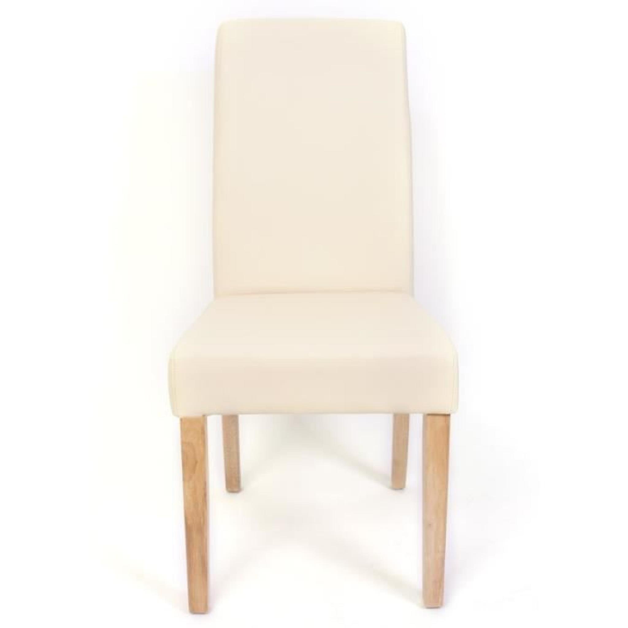 Set de 6 chaises de salle à manger en simili-cuir crème mat pieds clairs CDS04226 pas cher
