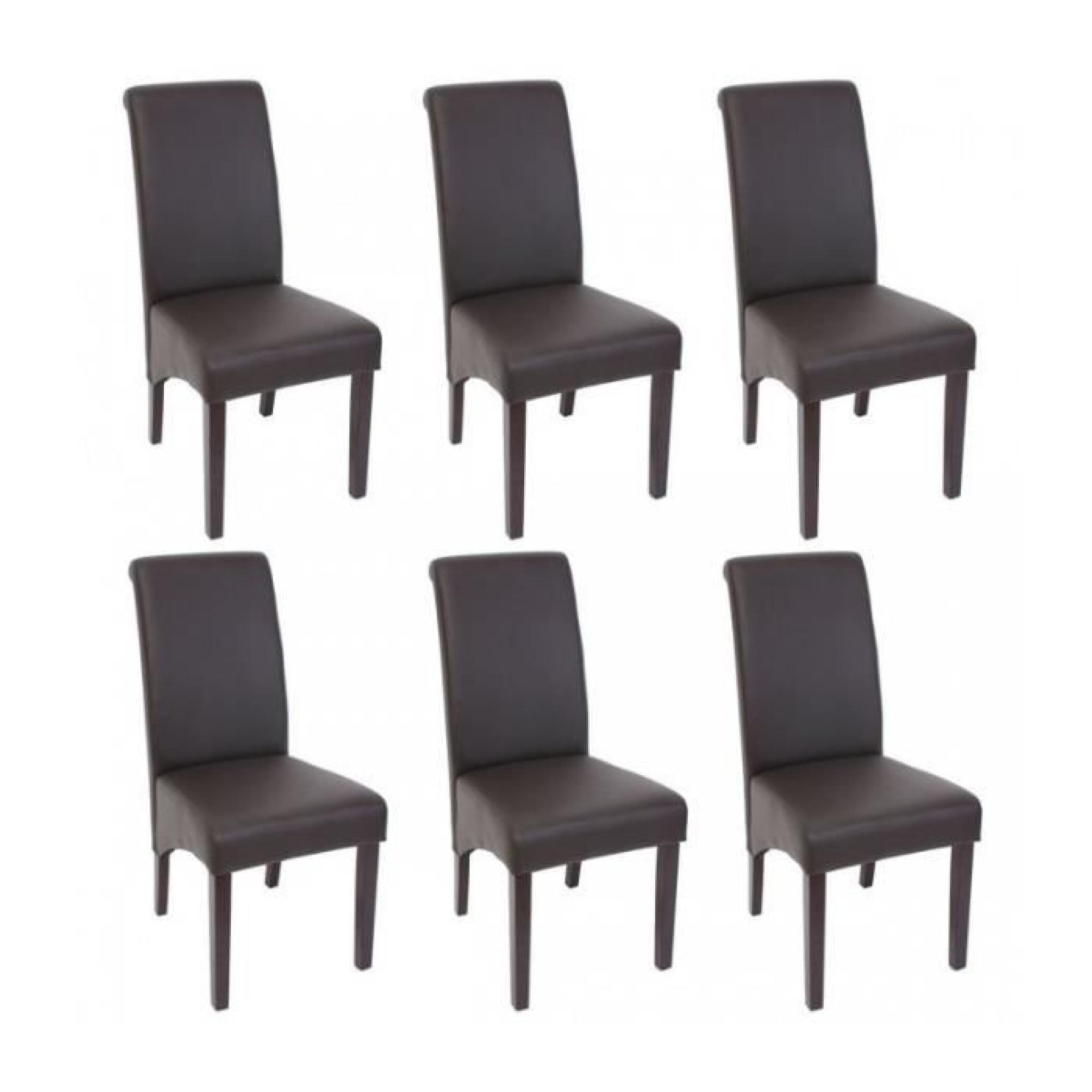 Set de 6 chaises de salle à manger en simili-cuir marron mat pieds foncés CDS04225