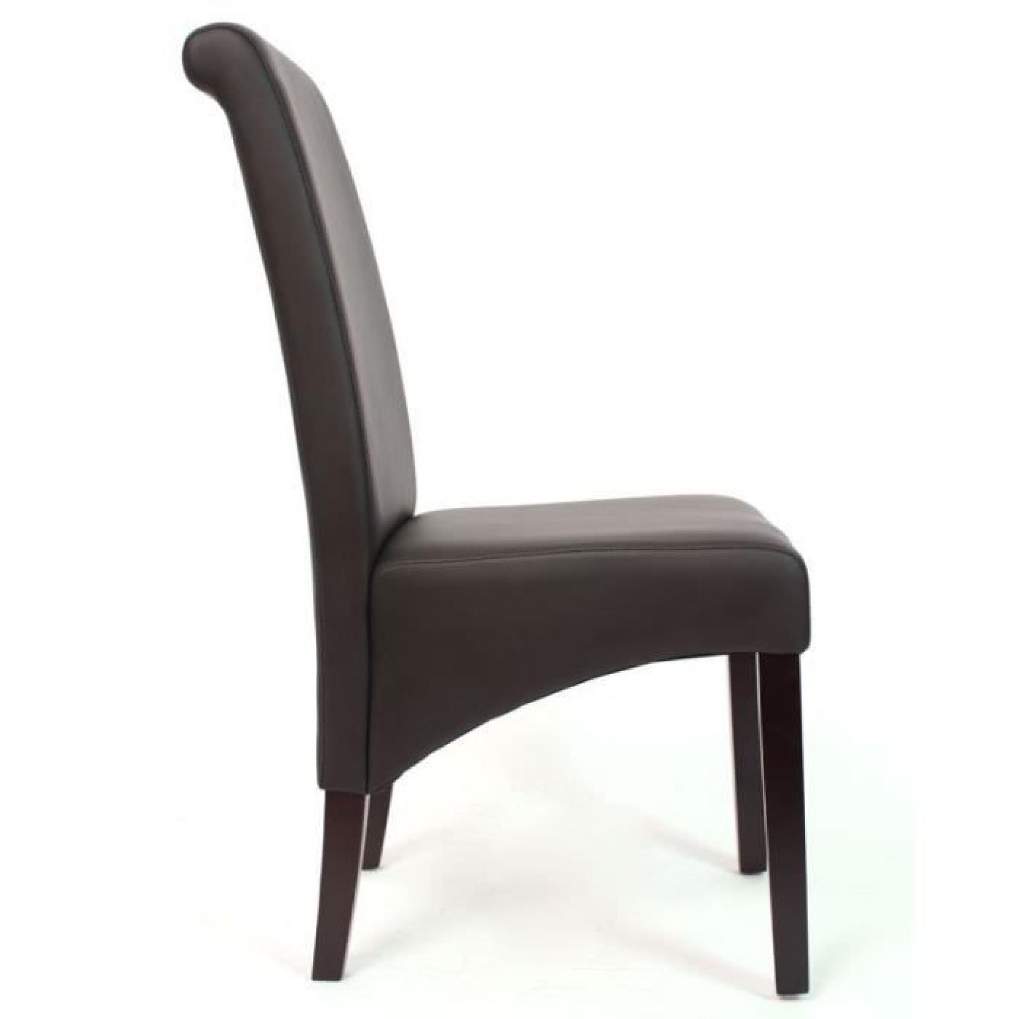 Set de 6 chaises de salle à manger en simili-cuir marron mat pieds foncés CDS04225 pas cher