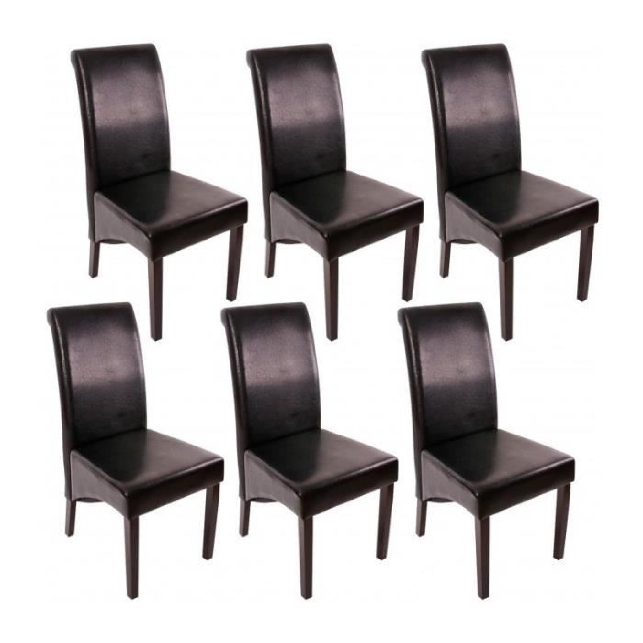 Set de 6 chaises de salle à manger en simili-cuir noir pieds foncés CDS04227