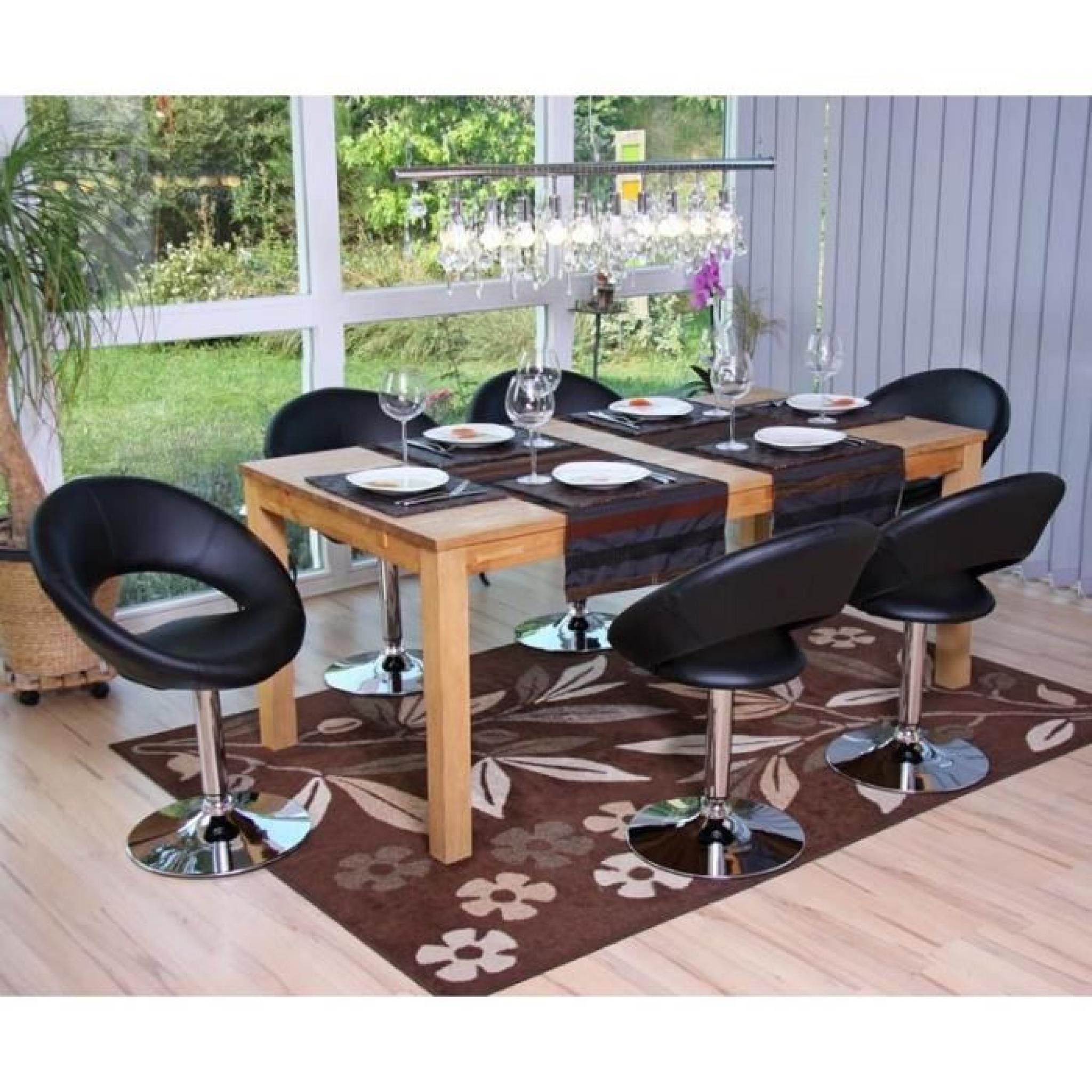 Set de 6 chaises de salle à manger pivotant simili-cuir noir CDS04271 pas cher